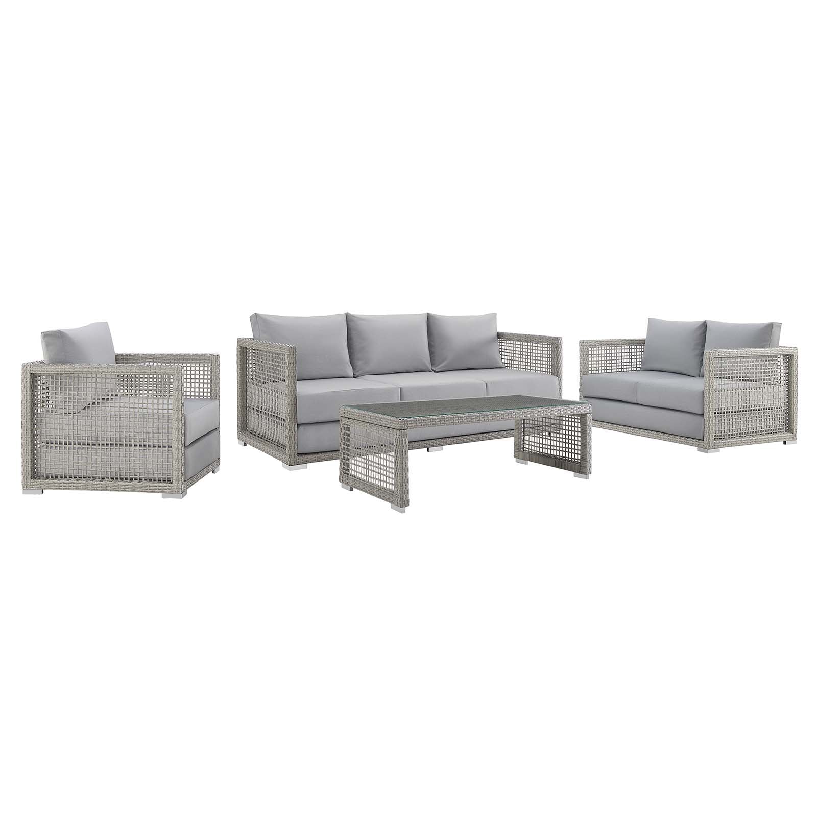 Aura 4 Piece Outdoor Patio Wicker Rattan Set