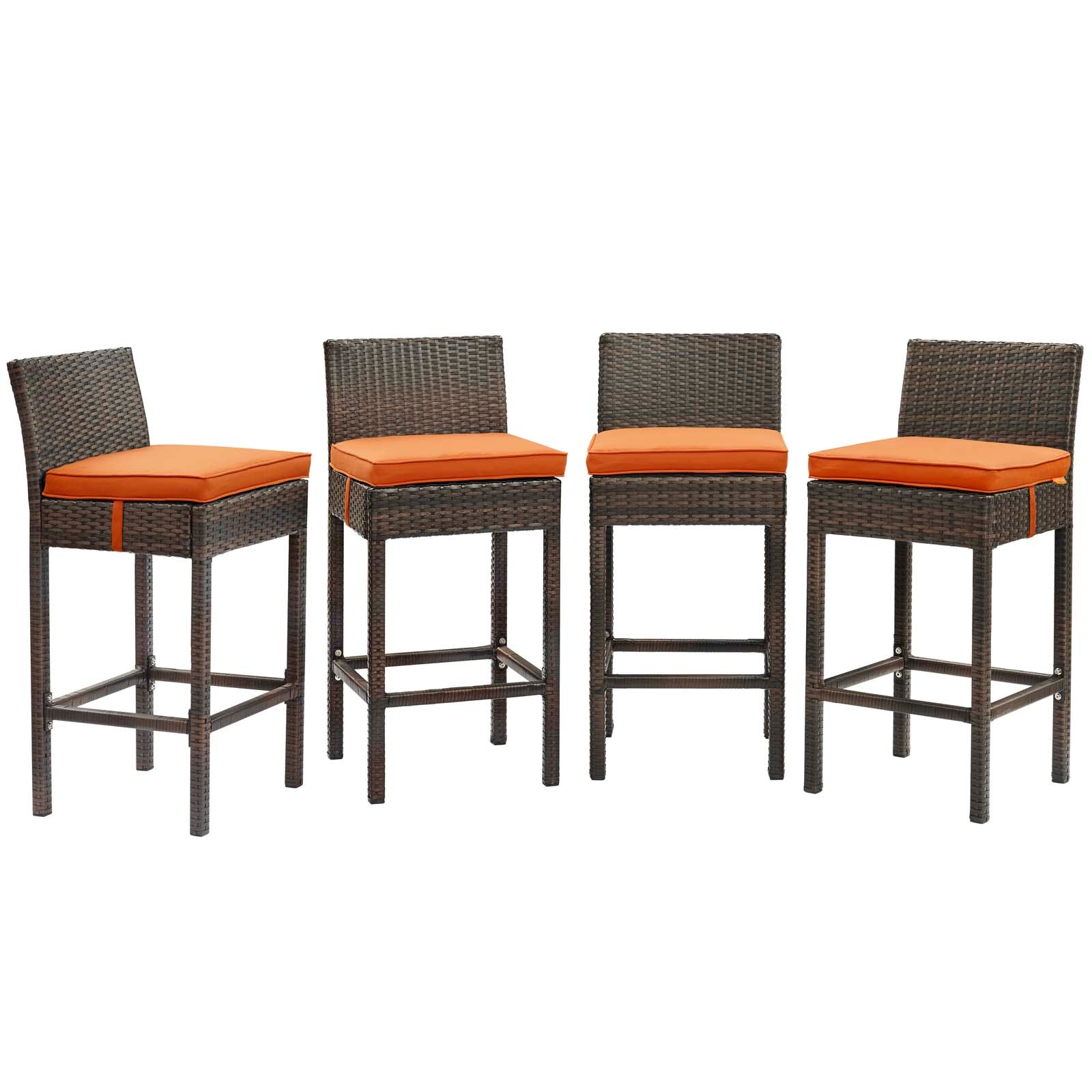 Conduit Bar Stool Outdoor Patio Wicker Rattan Set of 4