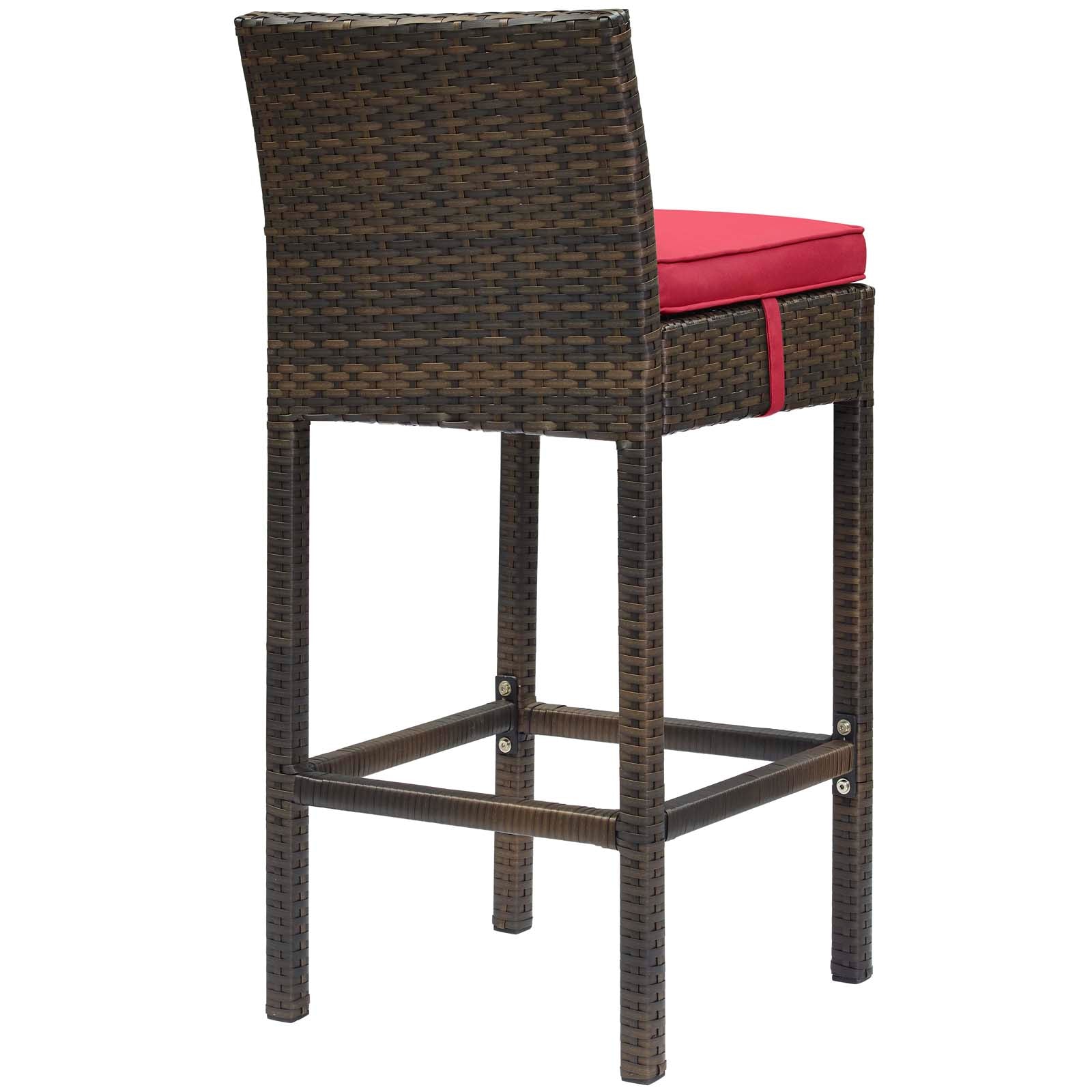 Conduit Bar Stool Outdoor Patio Wicker Rattan Set of 4