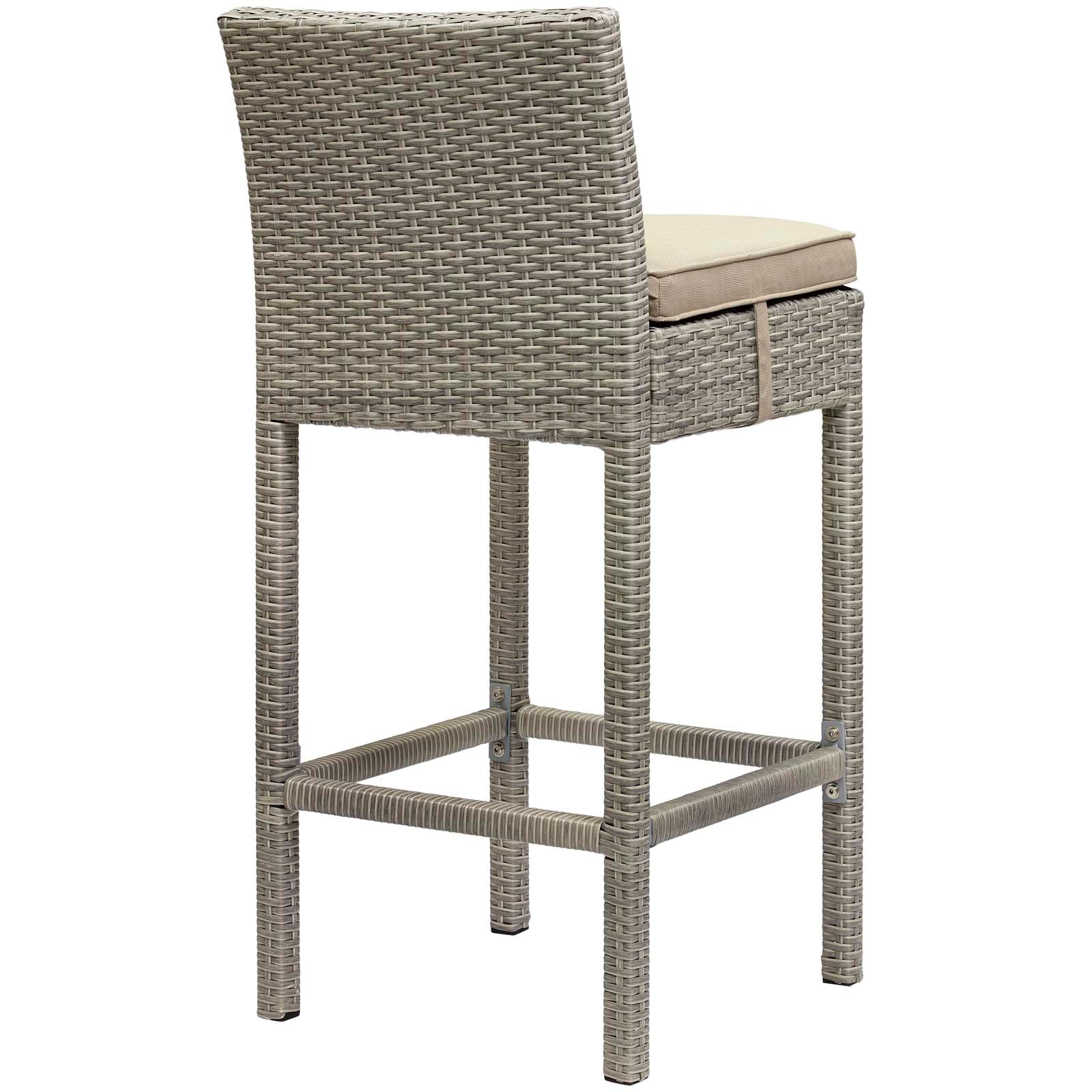 Conduit Bar Stool Outdoor Patio Wicker Rattan Set of 4