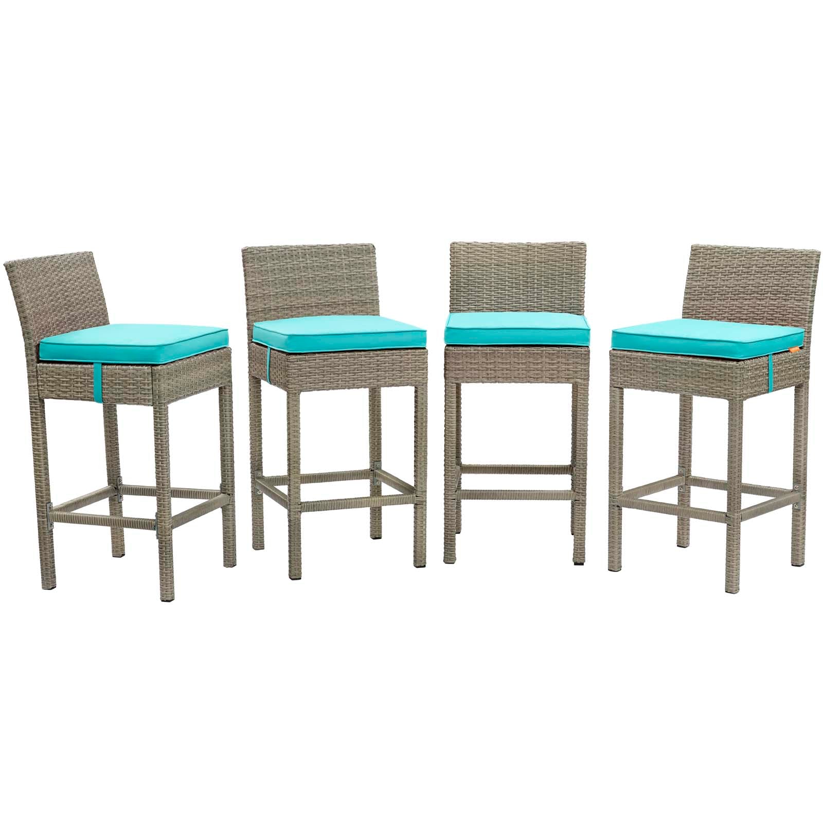 Conduit Bar Stool Outdoor Patio Wicker Rattan Set of 4