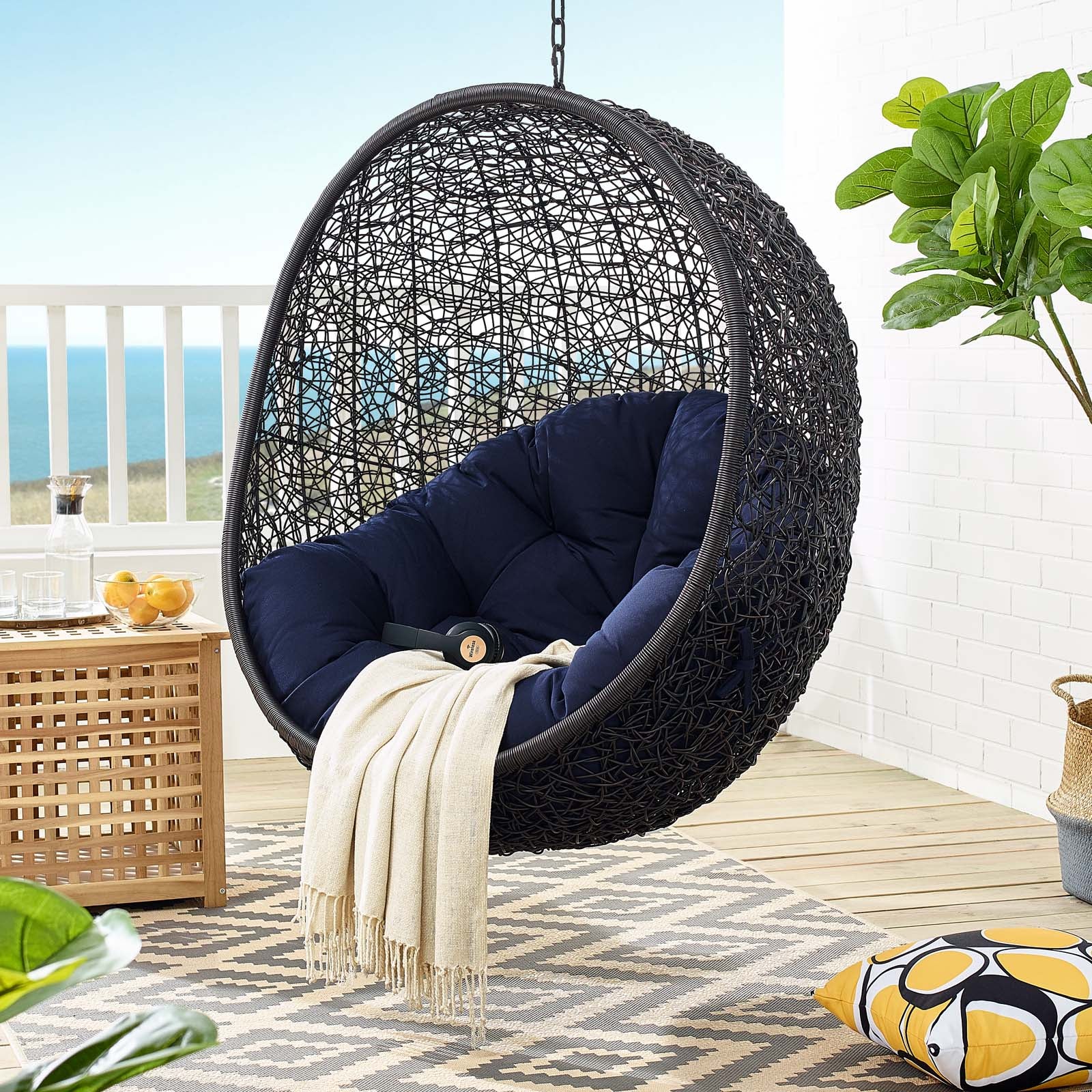 Encase Sunbrella® Fabric Swing Outdoor Patio Lounge Chair Without Stand