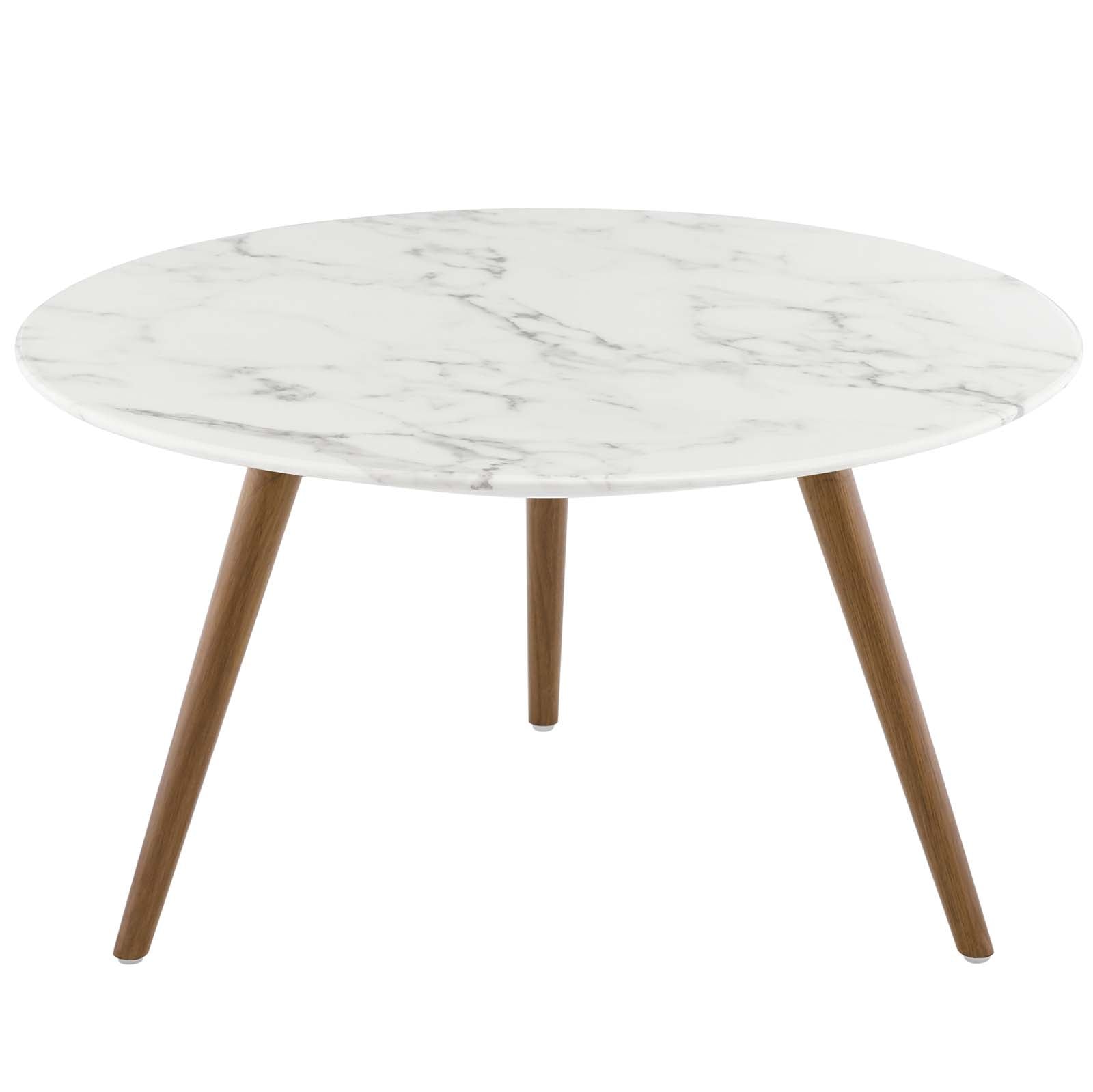 Lippa 28" Round Artificial Marble Coffee Table with Tripod Base