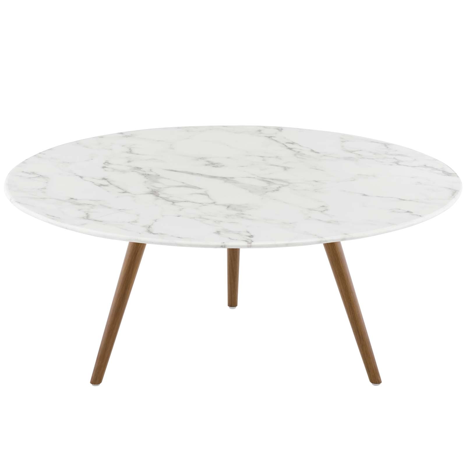 Lippa 36" Round Artificial Marble Coffee Table with Tripod Base