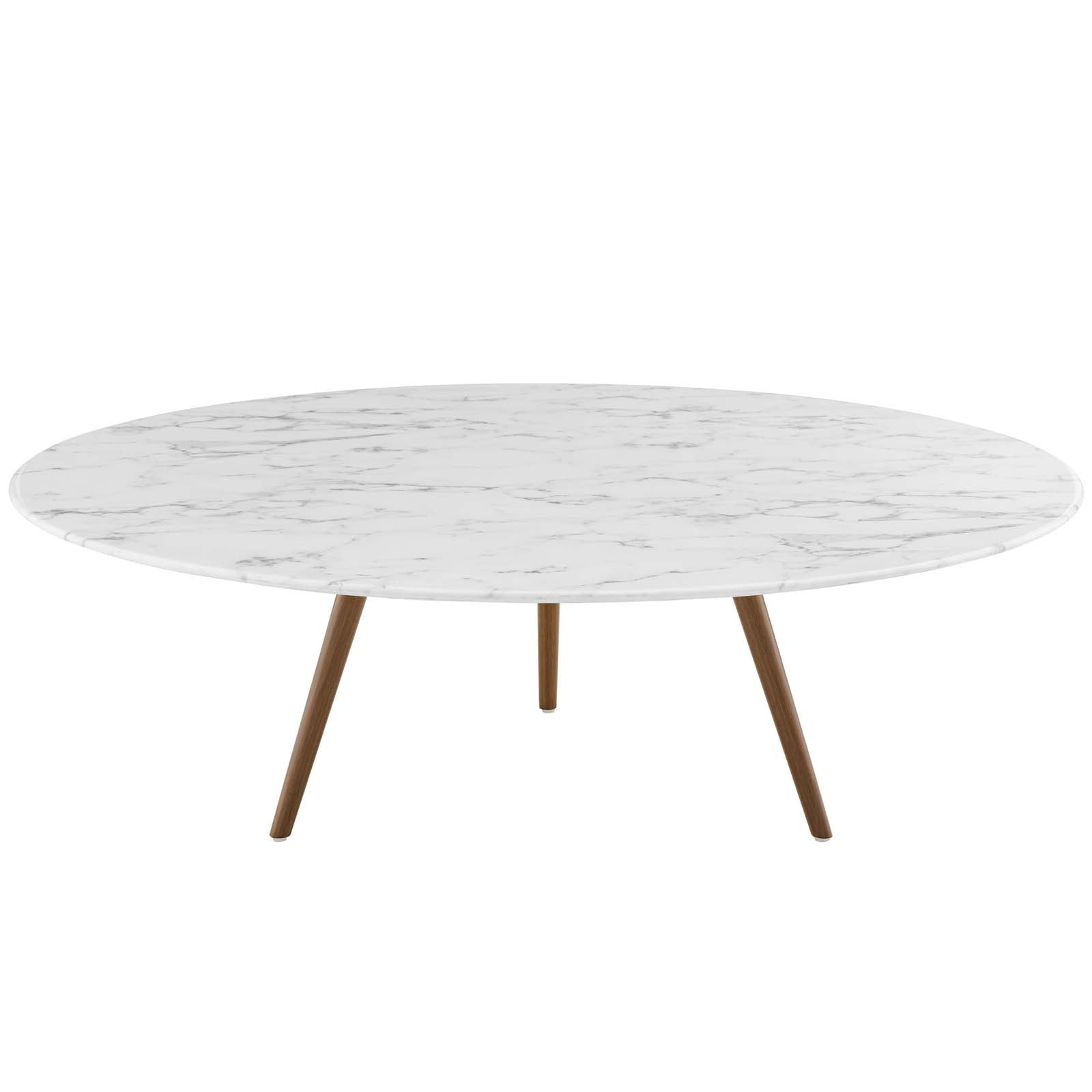 Lippa 48" Round Artificial Marble Coffee Table with Tripod Base