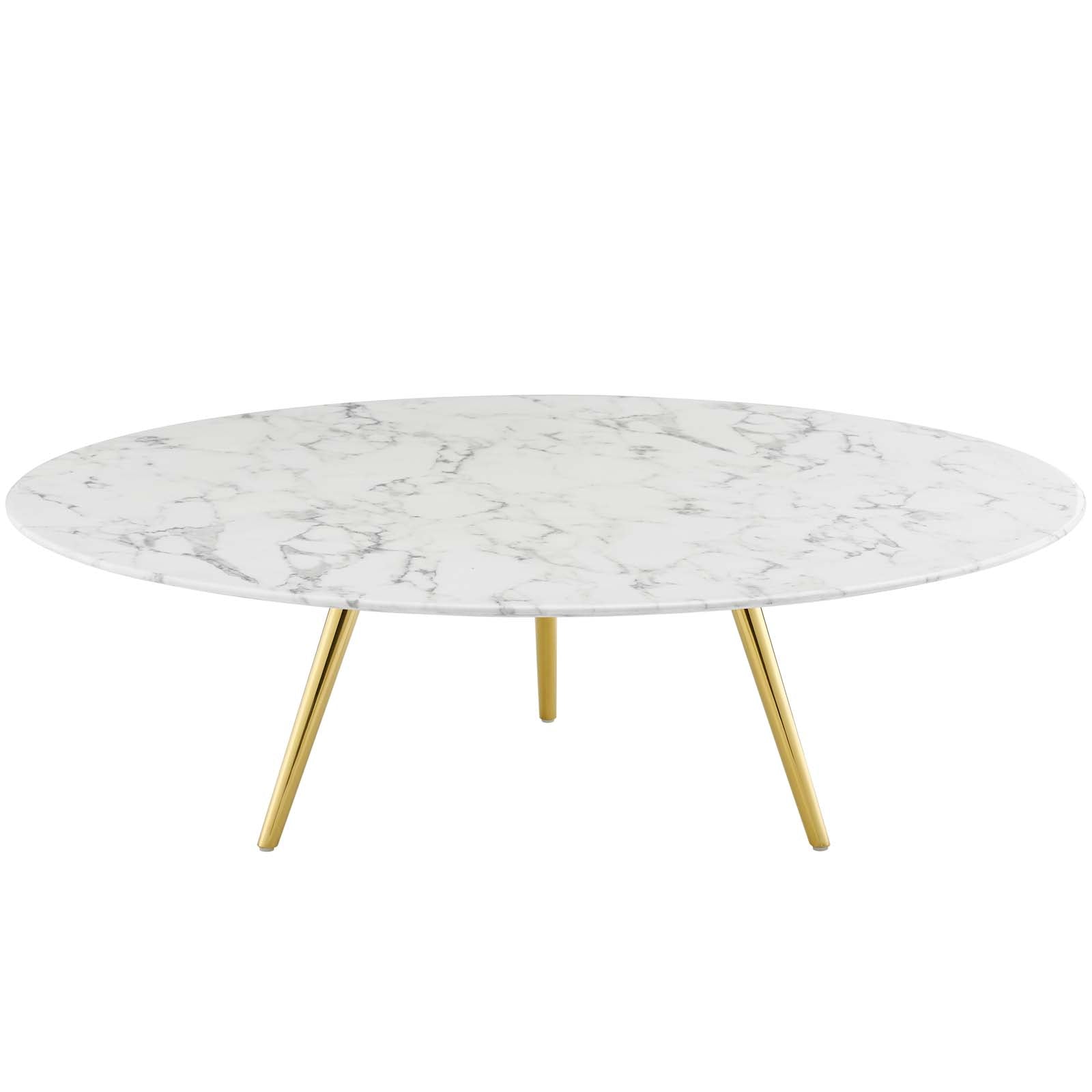 Lippa 48" Round Artificial Marble Coffee Table with Tripod Base