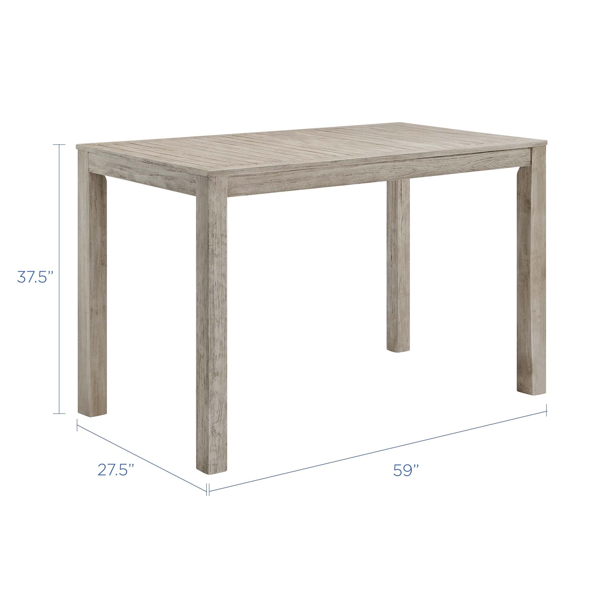 Wiscasset 59" Outdoor Patio Acacia Wood Bar Table