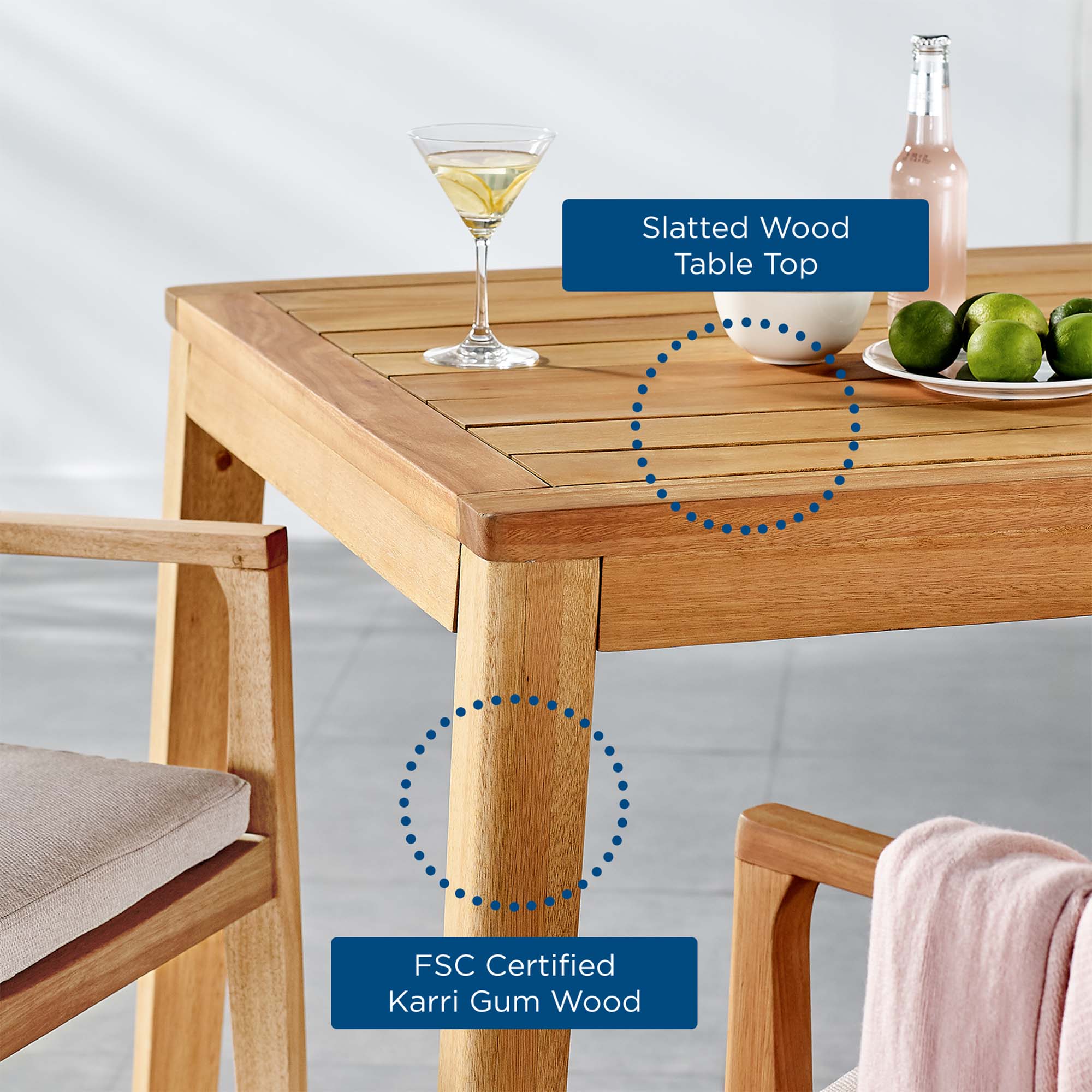 Portsmouth Karri Wood Outdoor Patio Bar Table