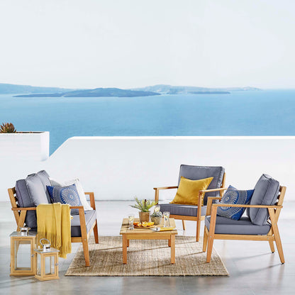 Syracuse Outdoor Patio Upholstered 4 Piece Furniture Set