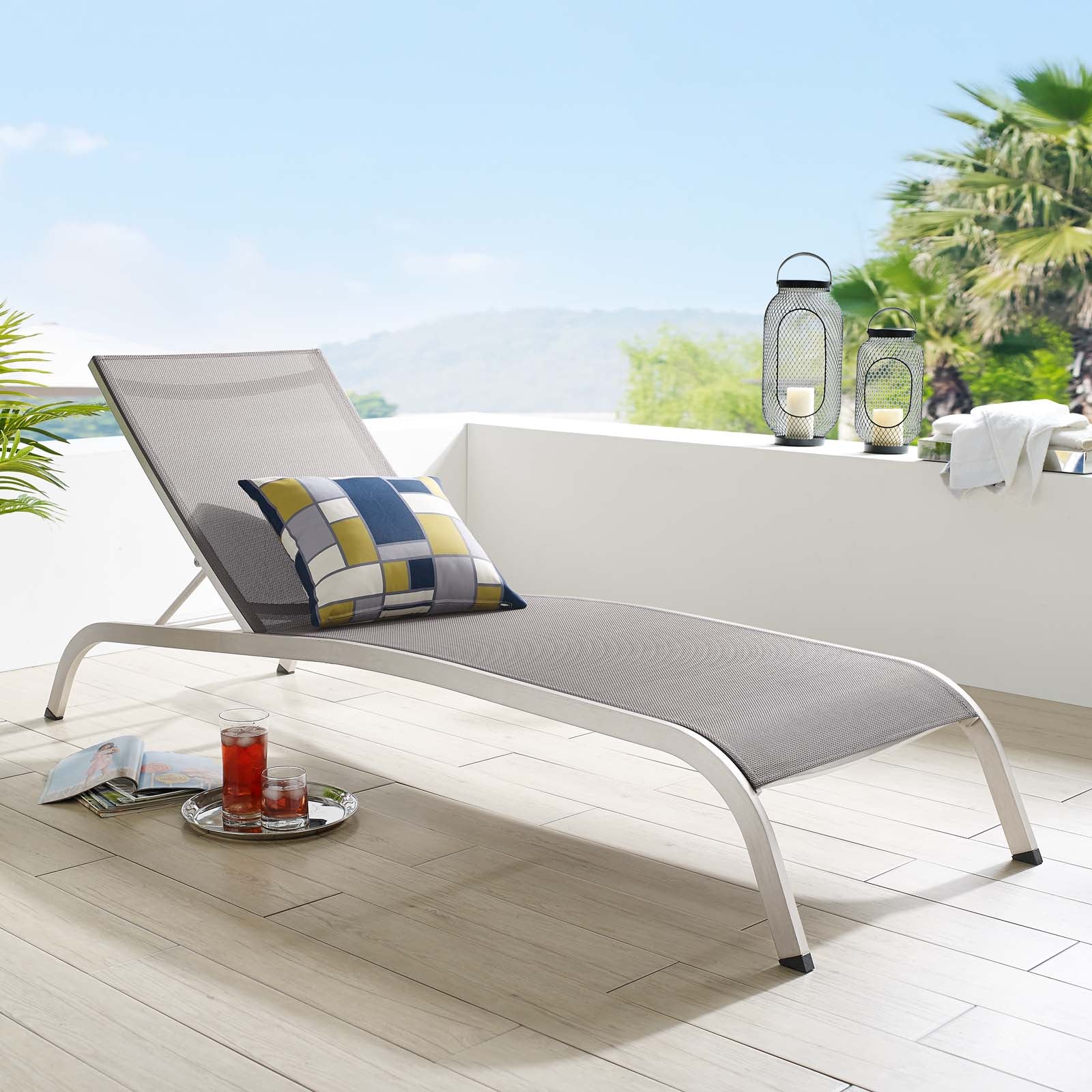 Savannah Mesh Chaise Outdoor Patio Aluminum Lounge Chair