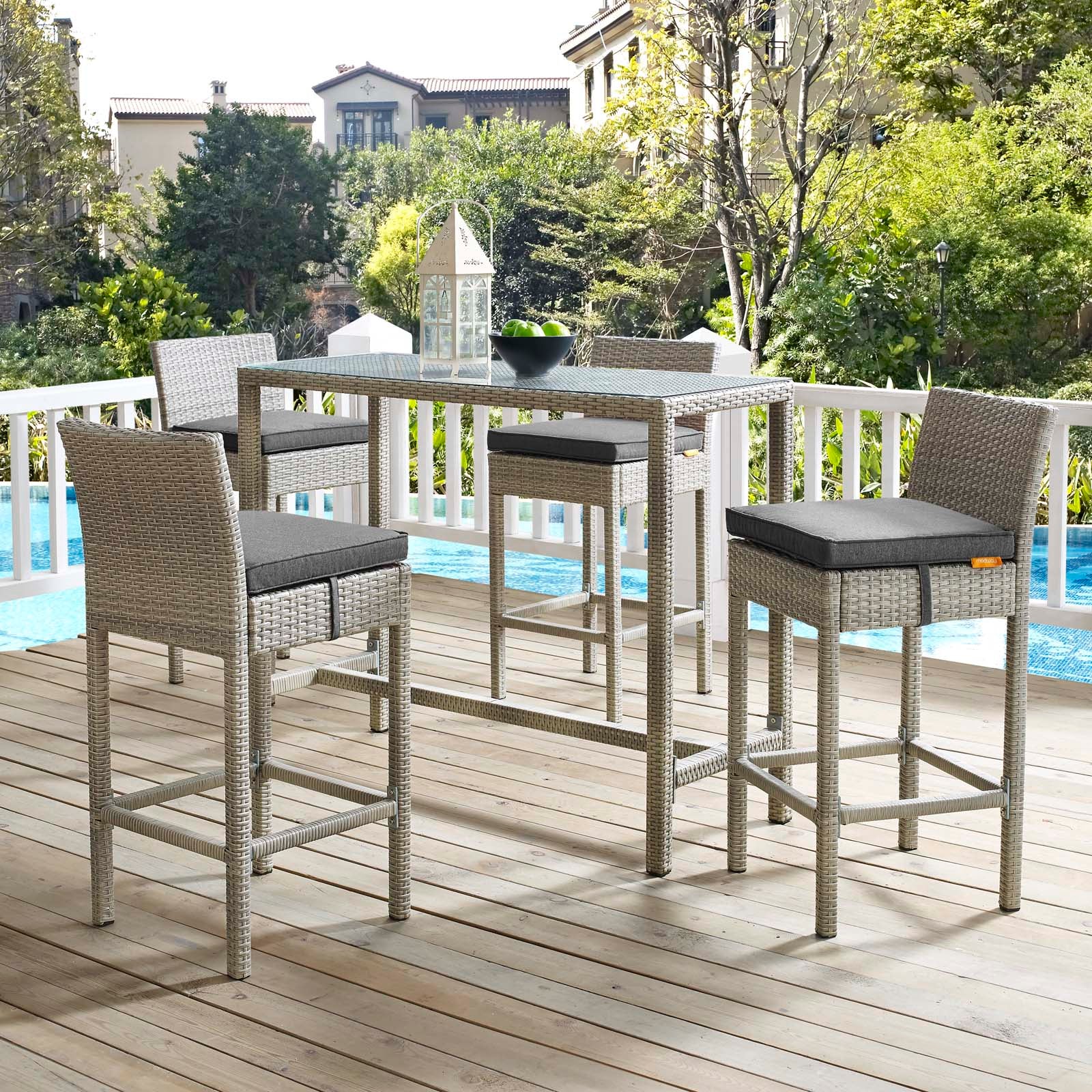 Conduit 5 Piece Outdoor Patio Wicker Rattan Set