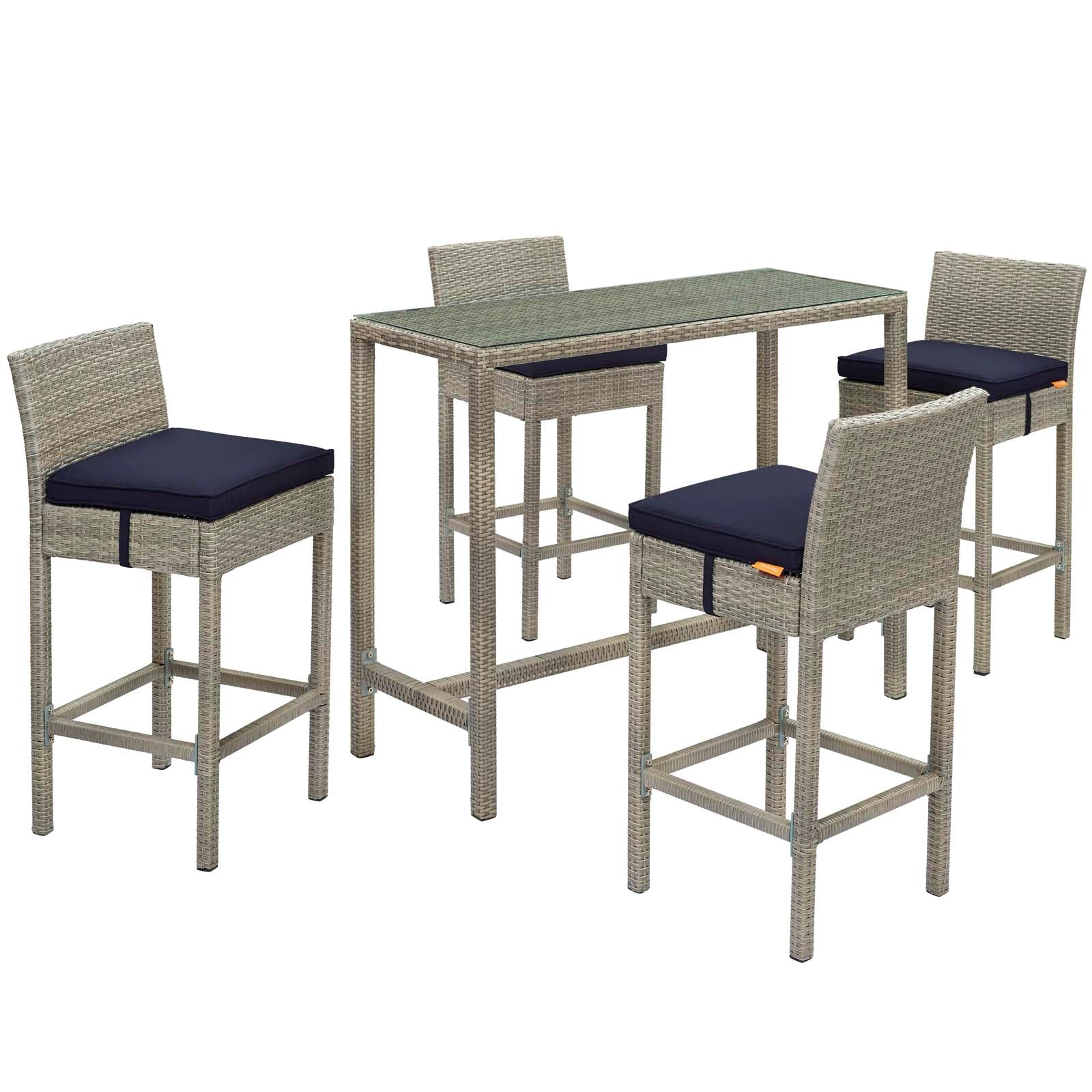 Conduit 5 Piece Outdoor Patio Wicker Rattan Set