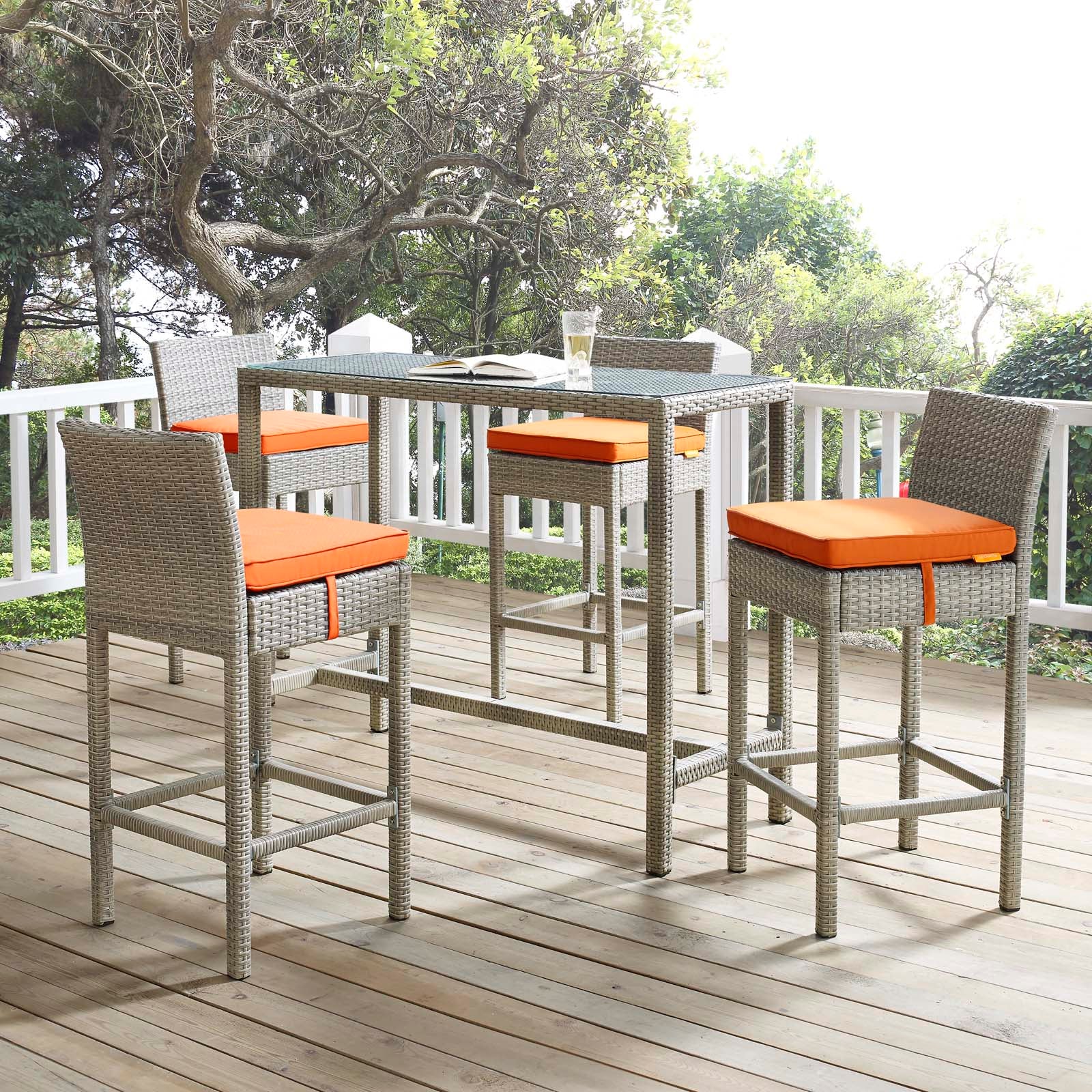 Conduit 5 Piece Outdoor Patio Wicker Rattan Set