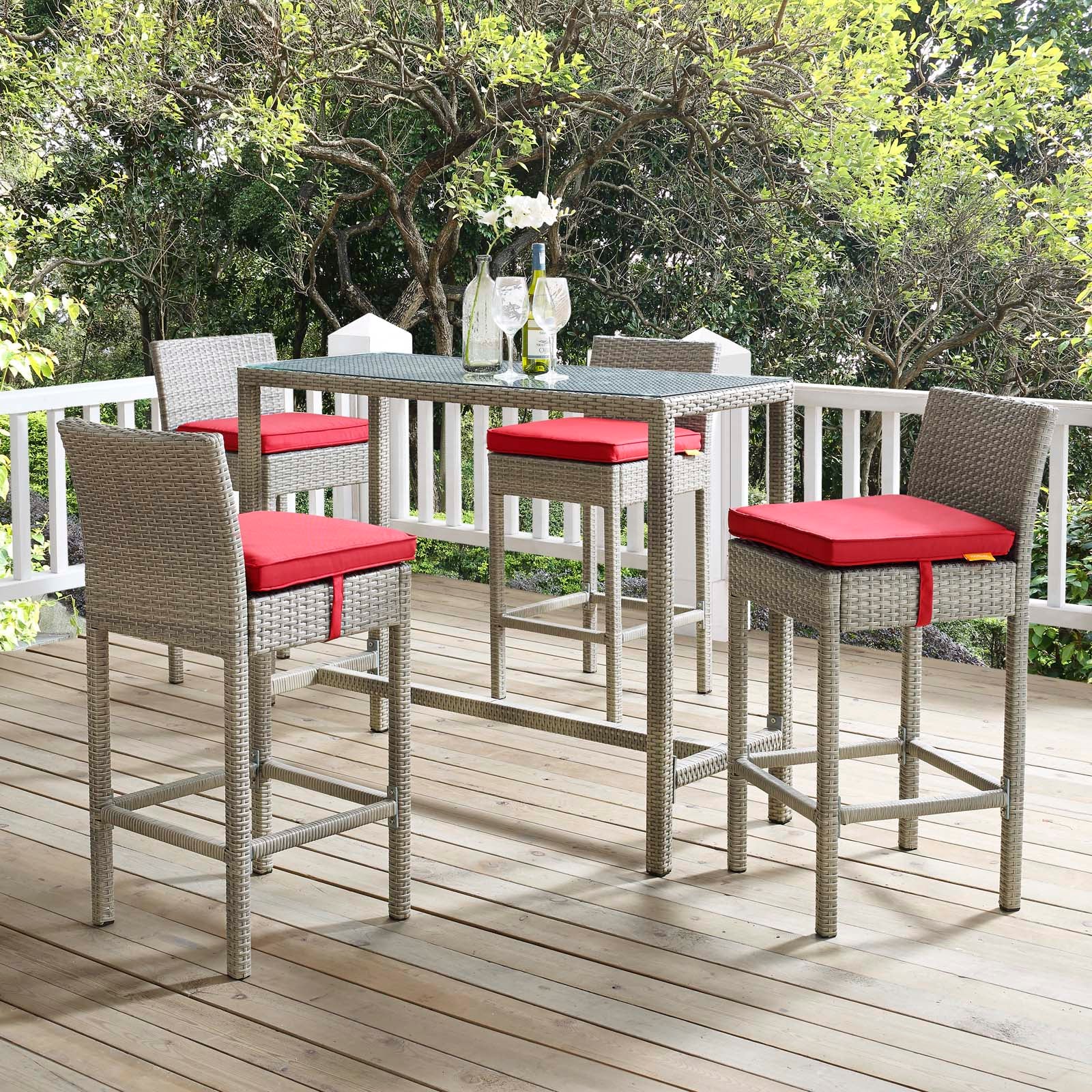 Conduit 5 Piece Outdoor Patio Wicker Rattan Set