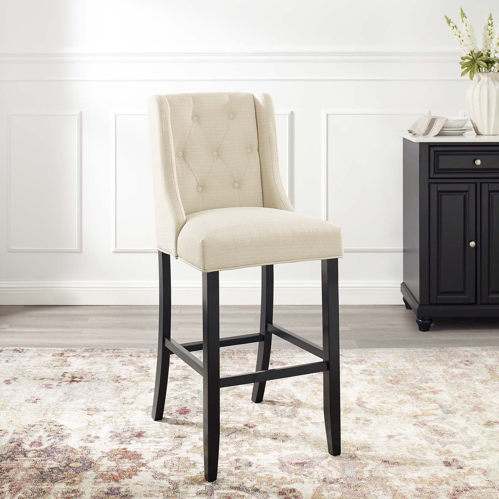 Baronet Tufted Button Upholstered Fabric Bar Stool