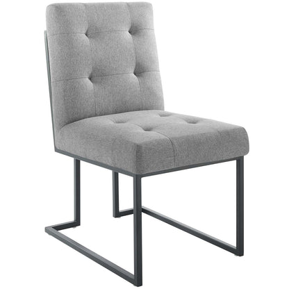 Privy Black Stainless Steel Upholstered Fabric Dining Chair