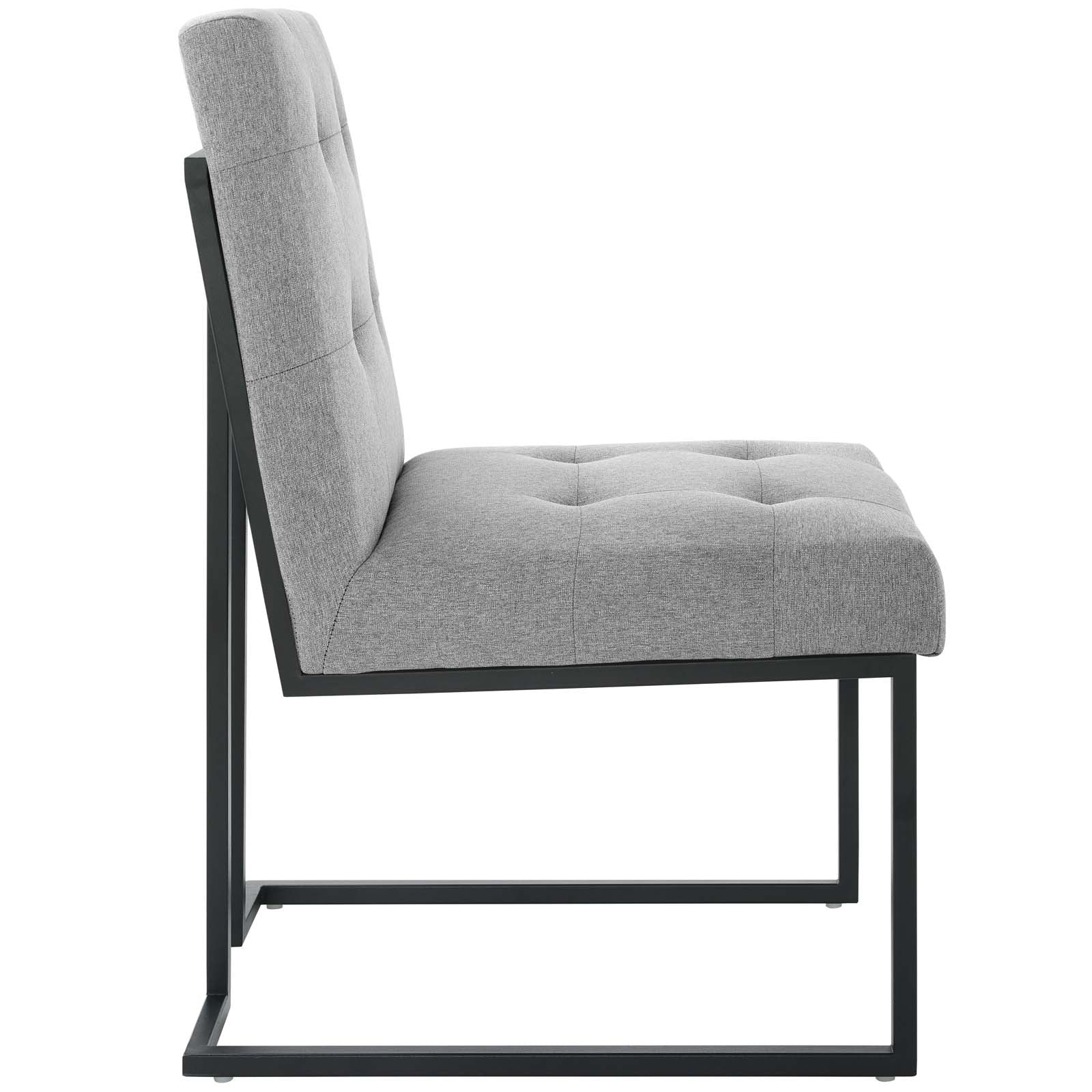 Privy Black Stainless Steel Upholstered Fabric Dining Chair