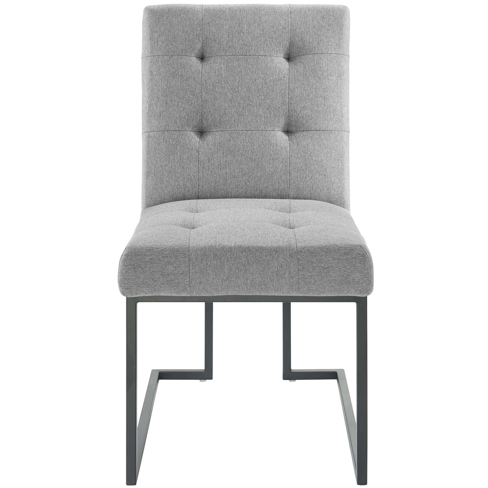 Privy Black Stainless Steel Upholstered Fabric Dining Chair