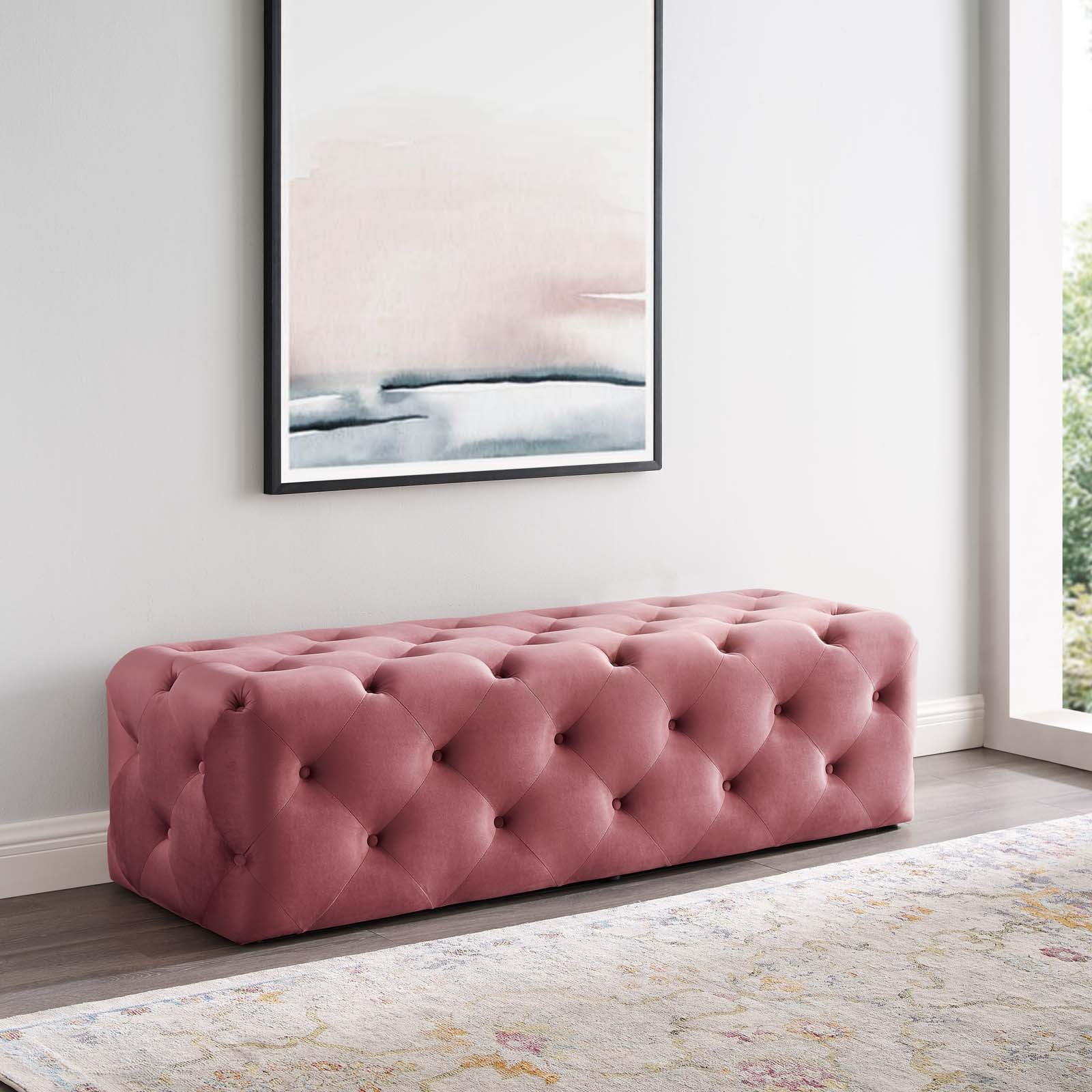 Amour 60" Tufted Button Entryway Performance Velvet Bench