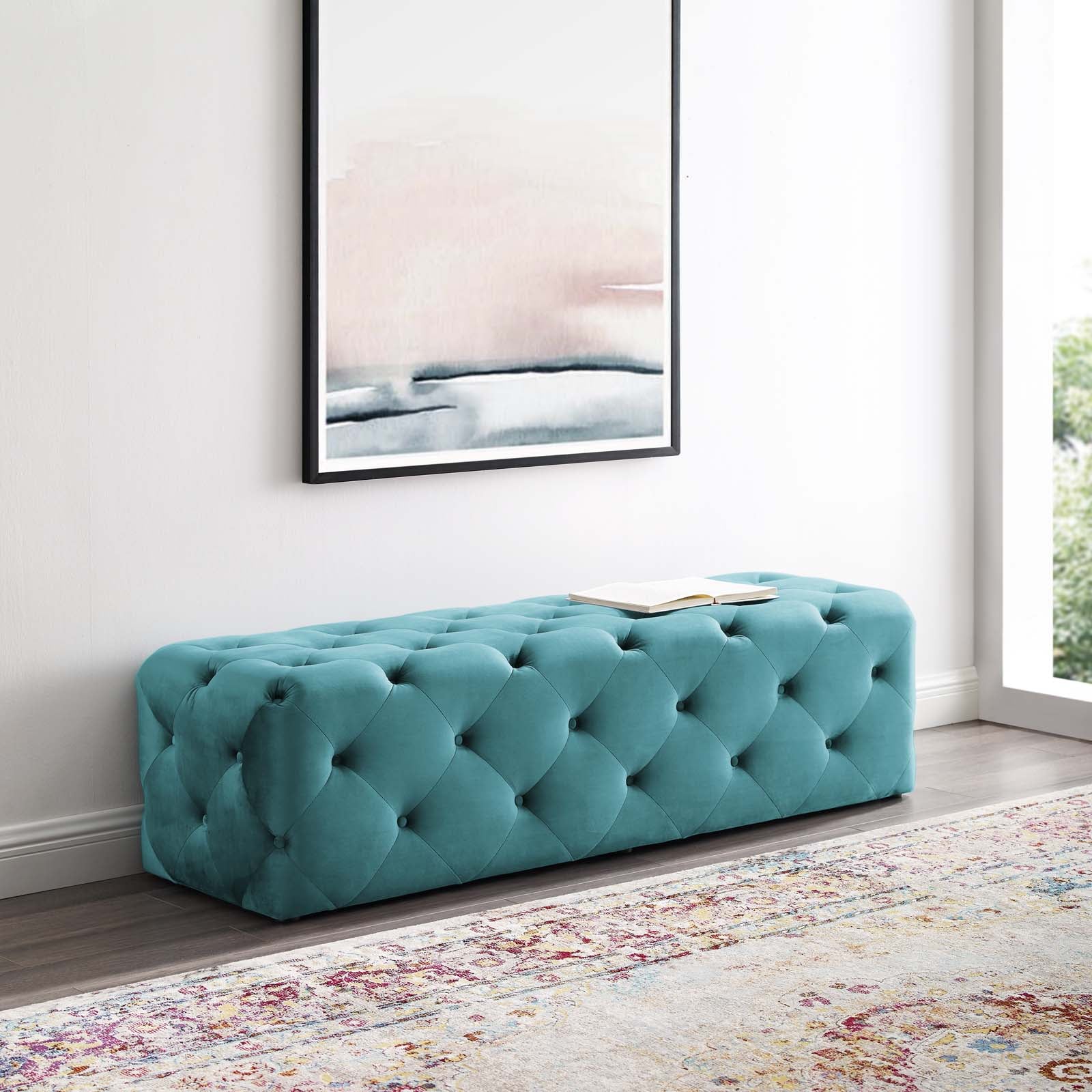 Amour 60" Tufted Button Entryway Performance Velvet Bench