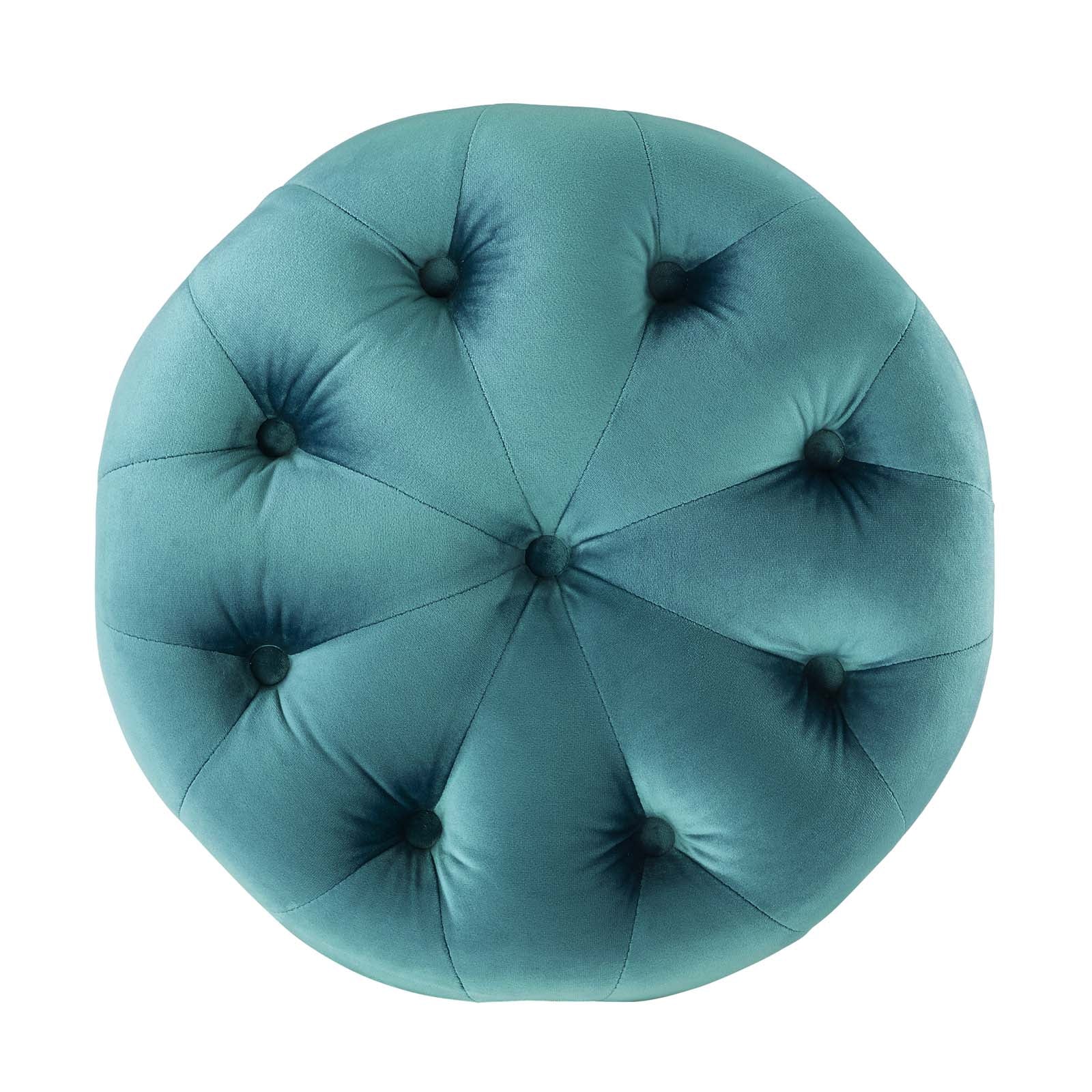 Amour Tufted Button Round Performance Velvet Ottoman