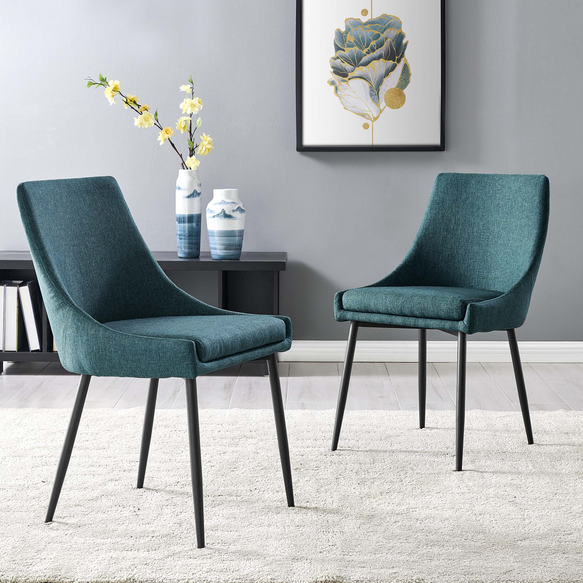 Viscount Upholstered Fabric Dining Chairs - Set of 2