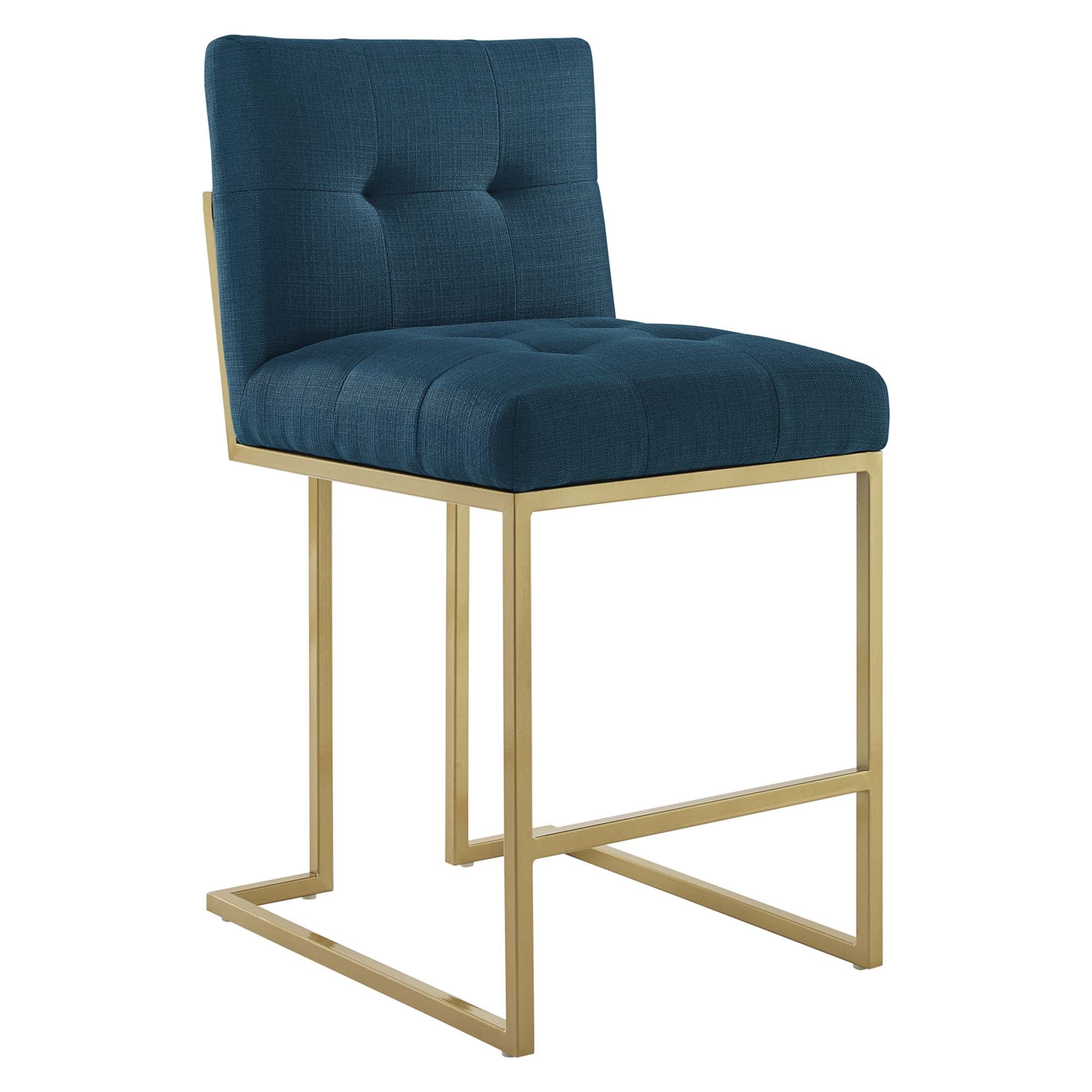 Privy Gold Stainless Steel Upholstered Fabric Counter Stool