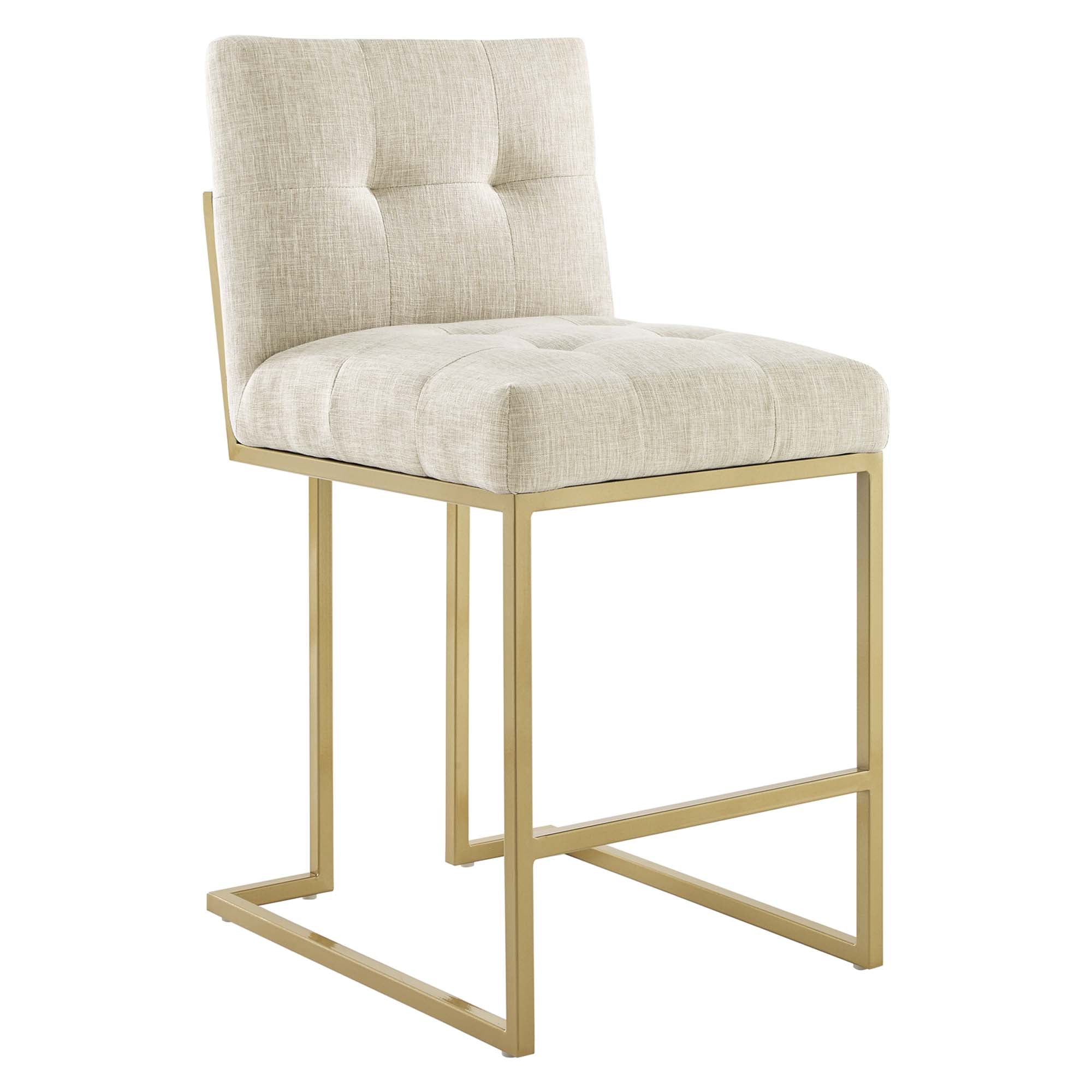 Privy Gold Stainless Steel Upholstered Fabric Counter Stool