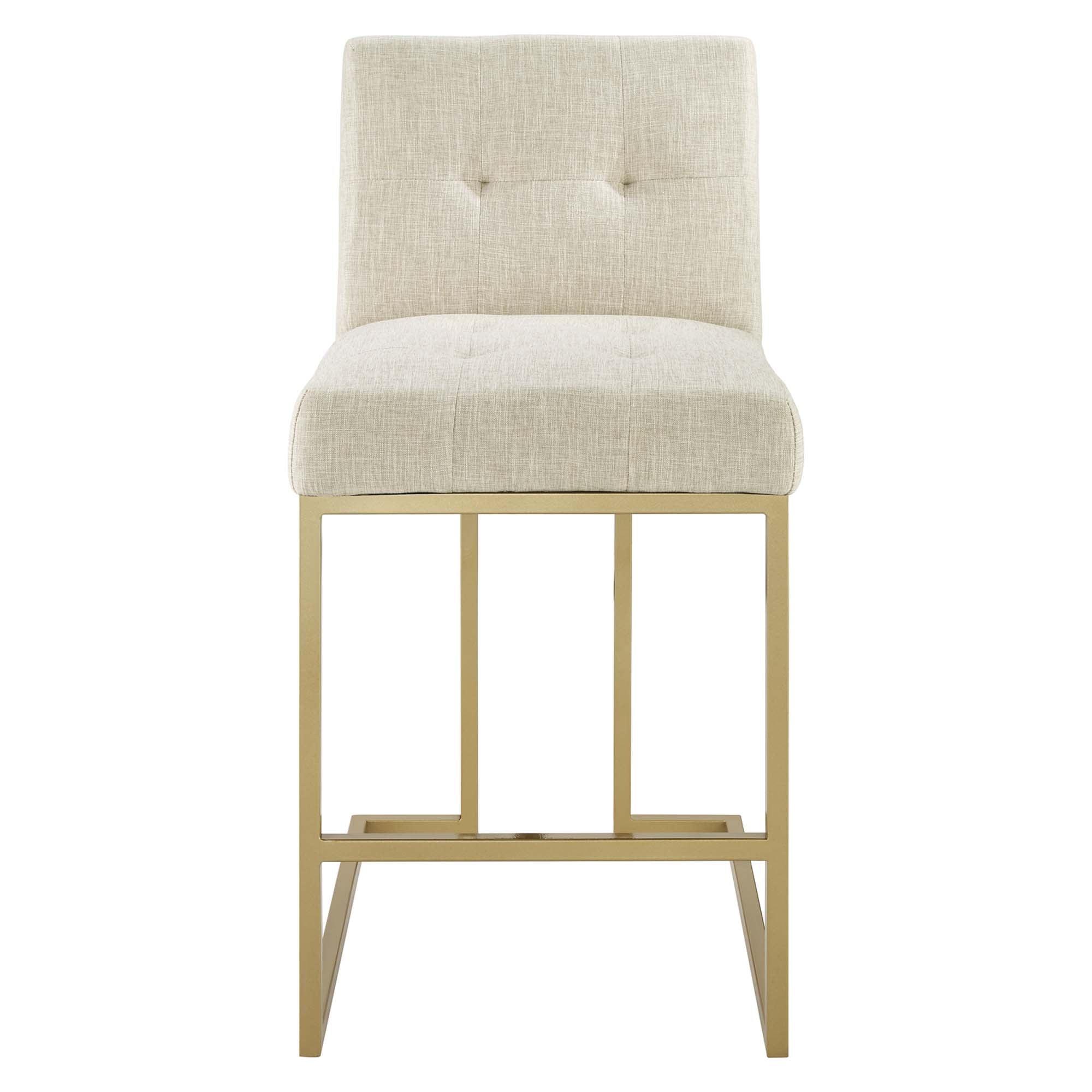 Privy Gold Stainless Steel Upholstered Fabric Counter Stool