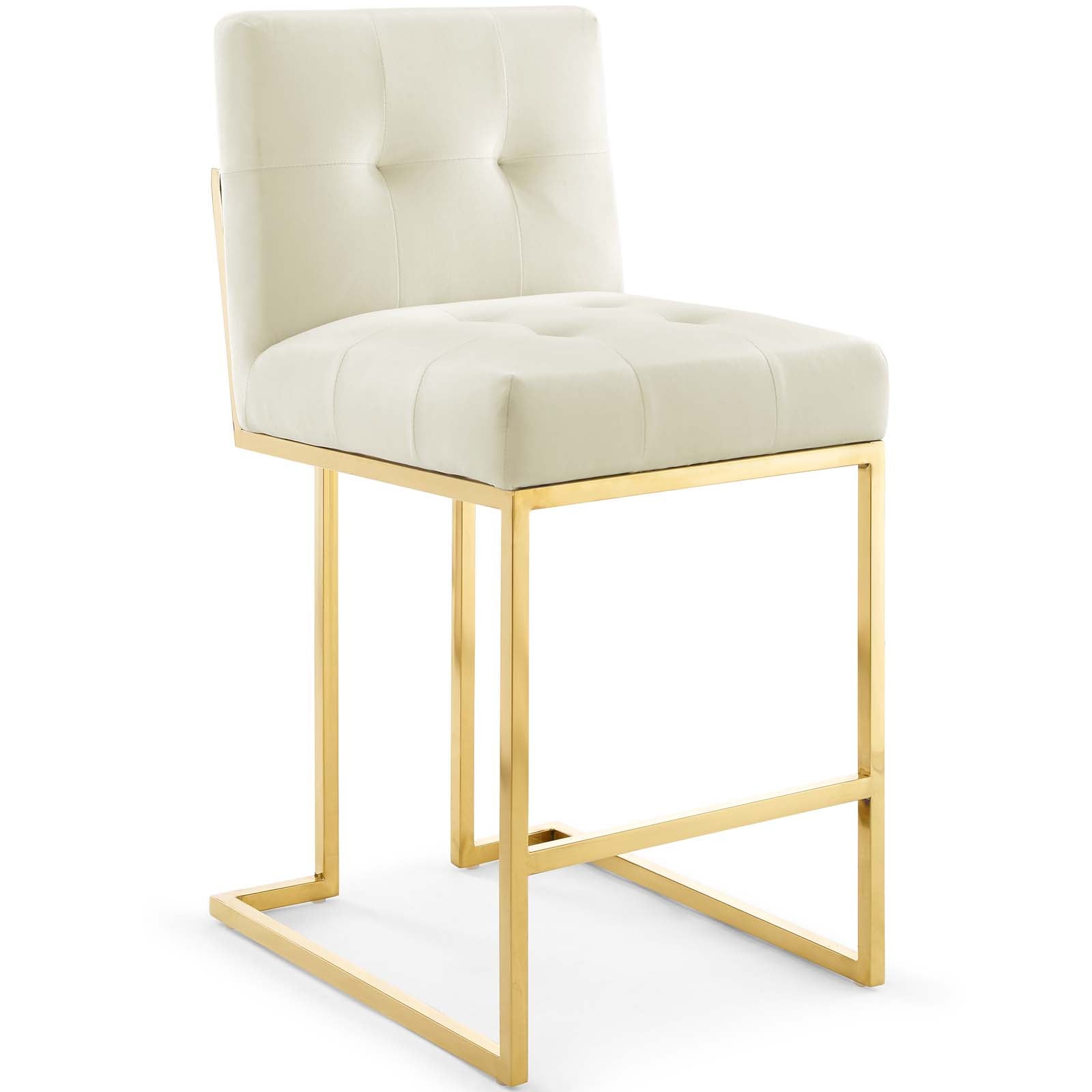 Privy Gold Stainless Steel Performance Velvet Counter Stool