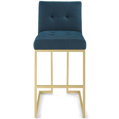 Privy Gold Stainless Steel Upholstered Fabric Bar Stool
