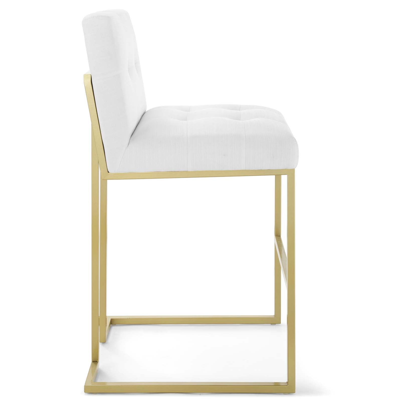 Privy Gold Stainless Steel Upholstered Fabric Bar Stool