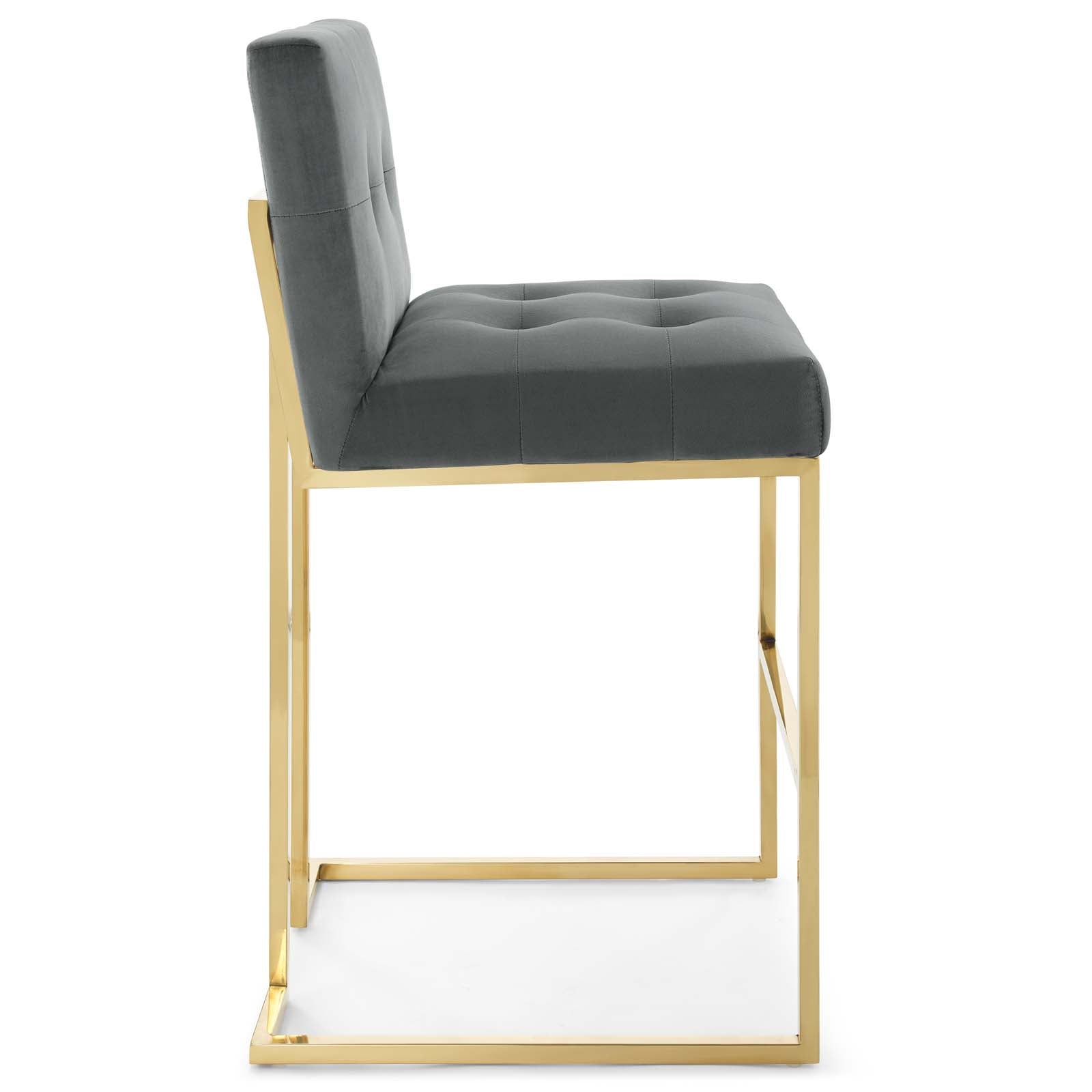 Privy Gold Stainless Steel Performance Velvet Bar Stool