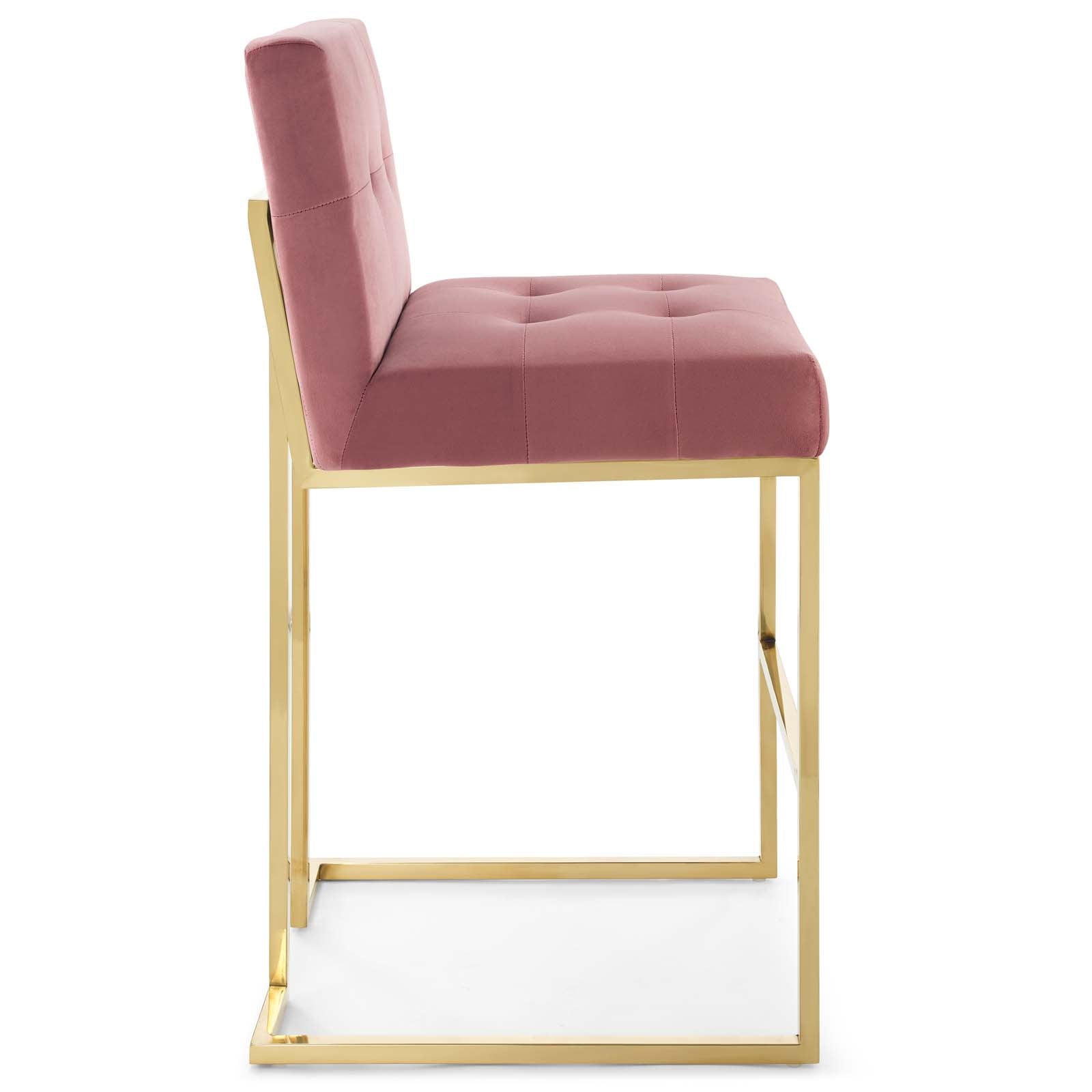 Privy Gold Stainless Steel Performance Velvet Bar Stool