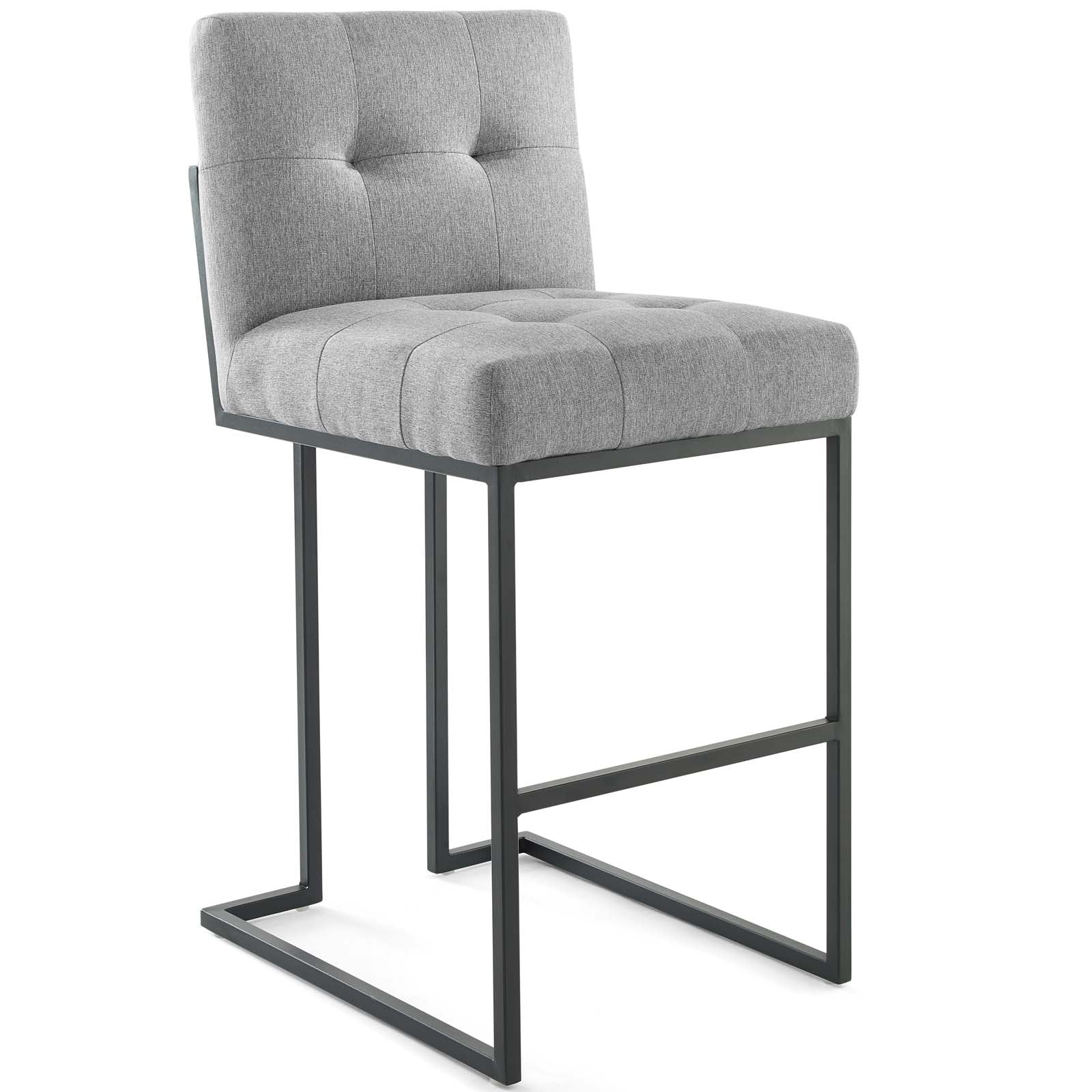 Privy Black Stainless Steel Upholstered Fabric Bar Stool