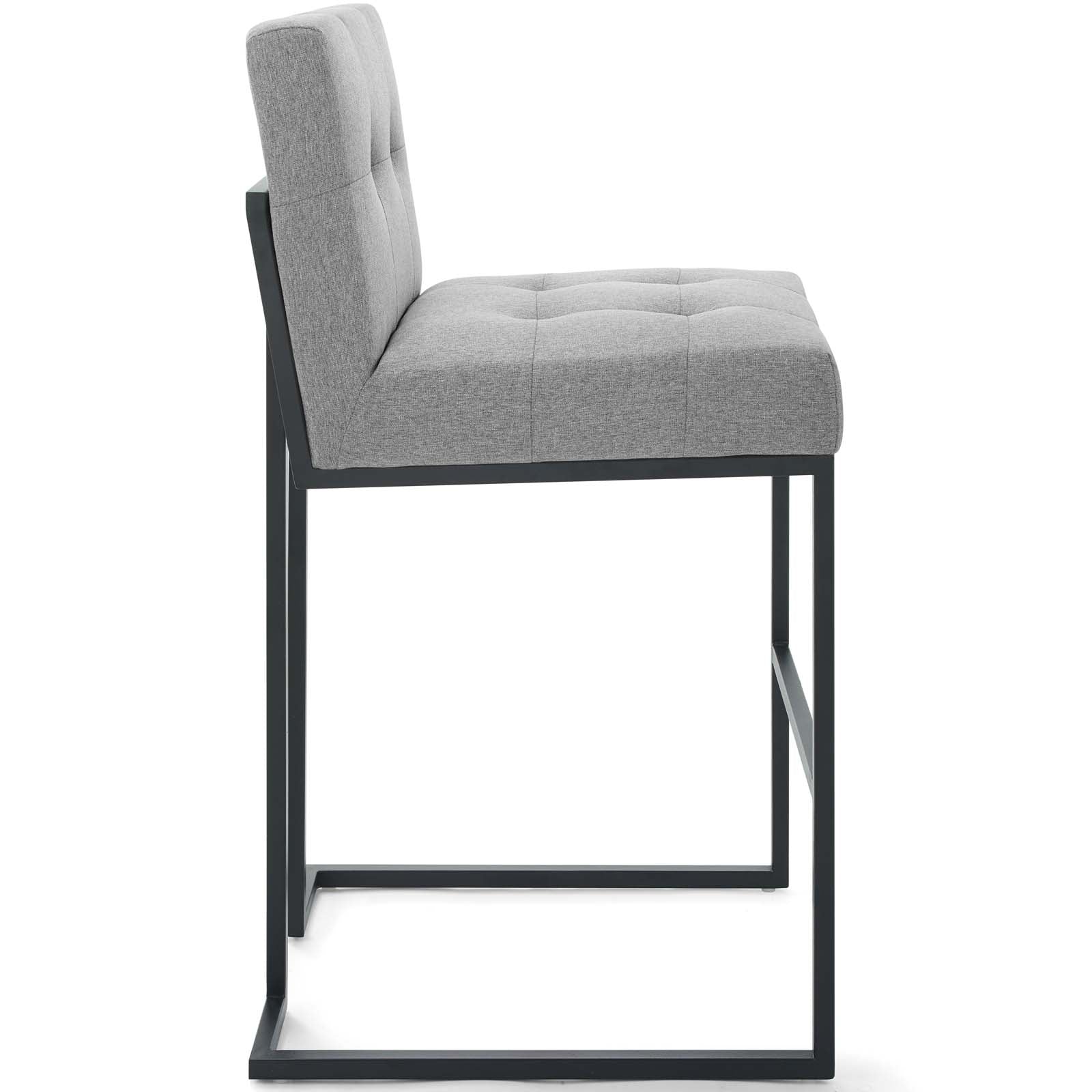 Privy Black Stainless Steel Upholstered Fabric Bar Stool