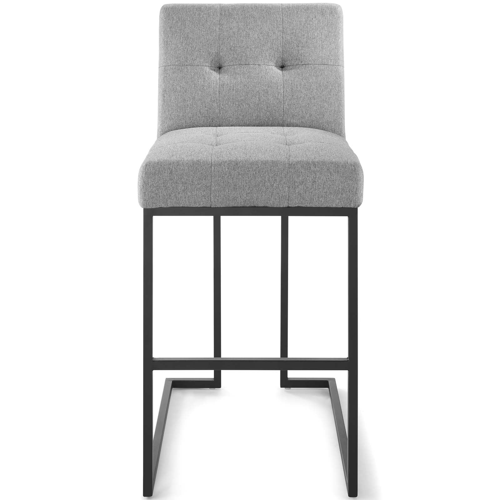 Privy Black Stainless Steel Upholstered Fabric Bar Stool