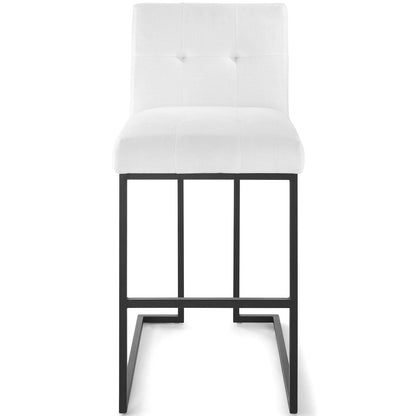 Privy Black Stainless Steel Upholstered Fabric Bar Stool