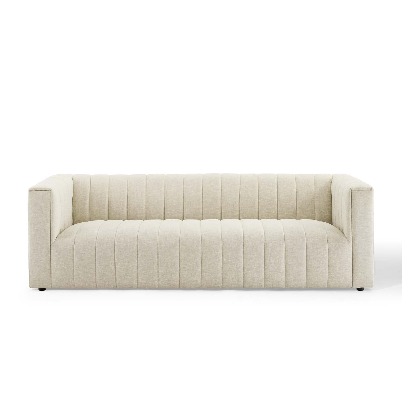 Reflection Channel Tufted Upholstered Fabric Sofa