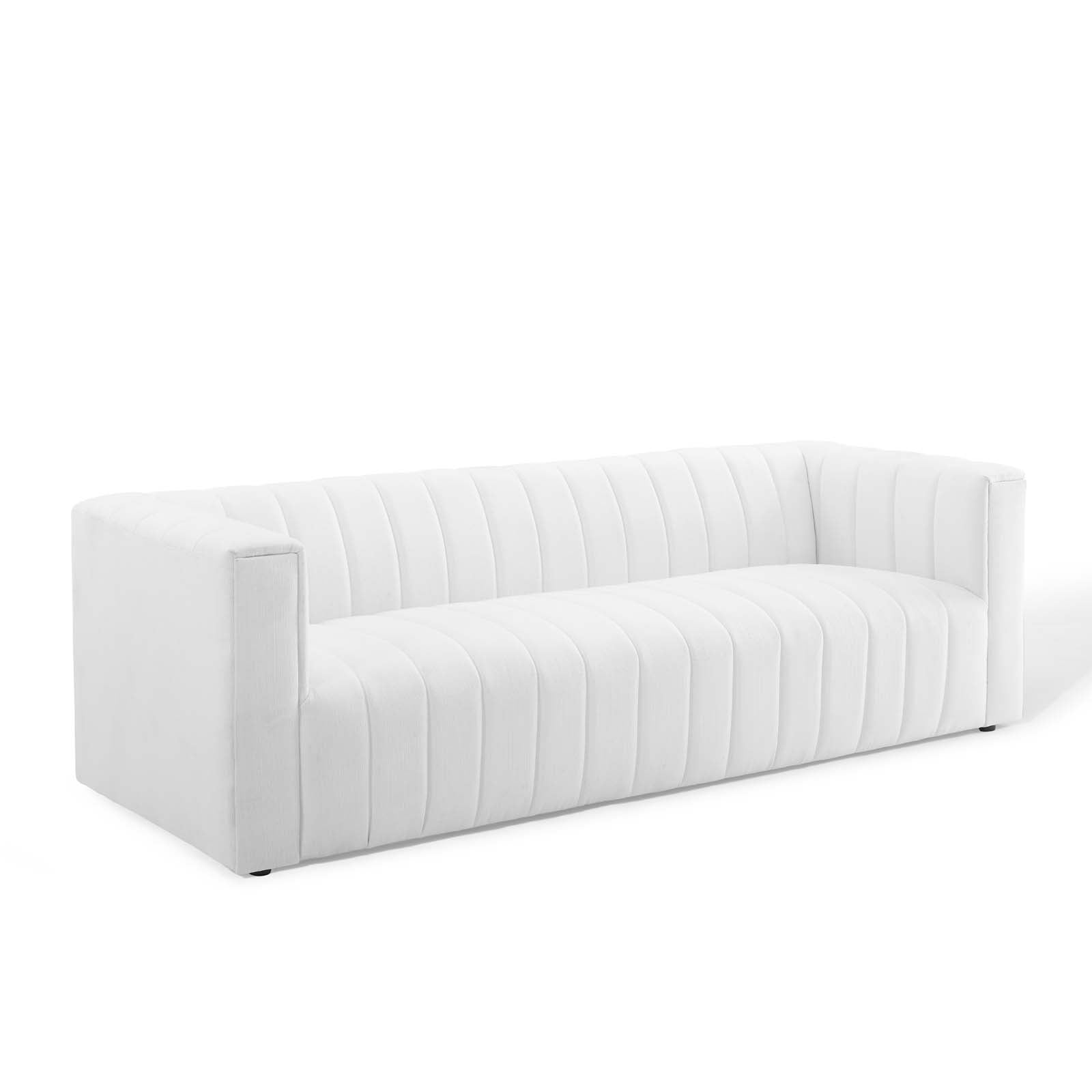 Reflection Channel Tufted Upholstered Fabric Sofa