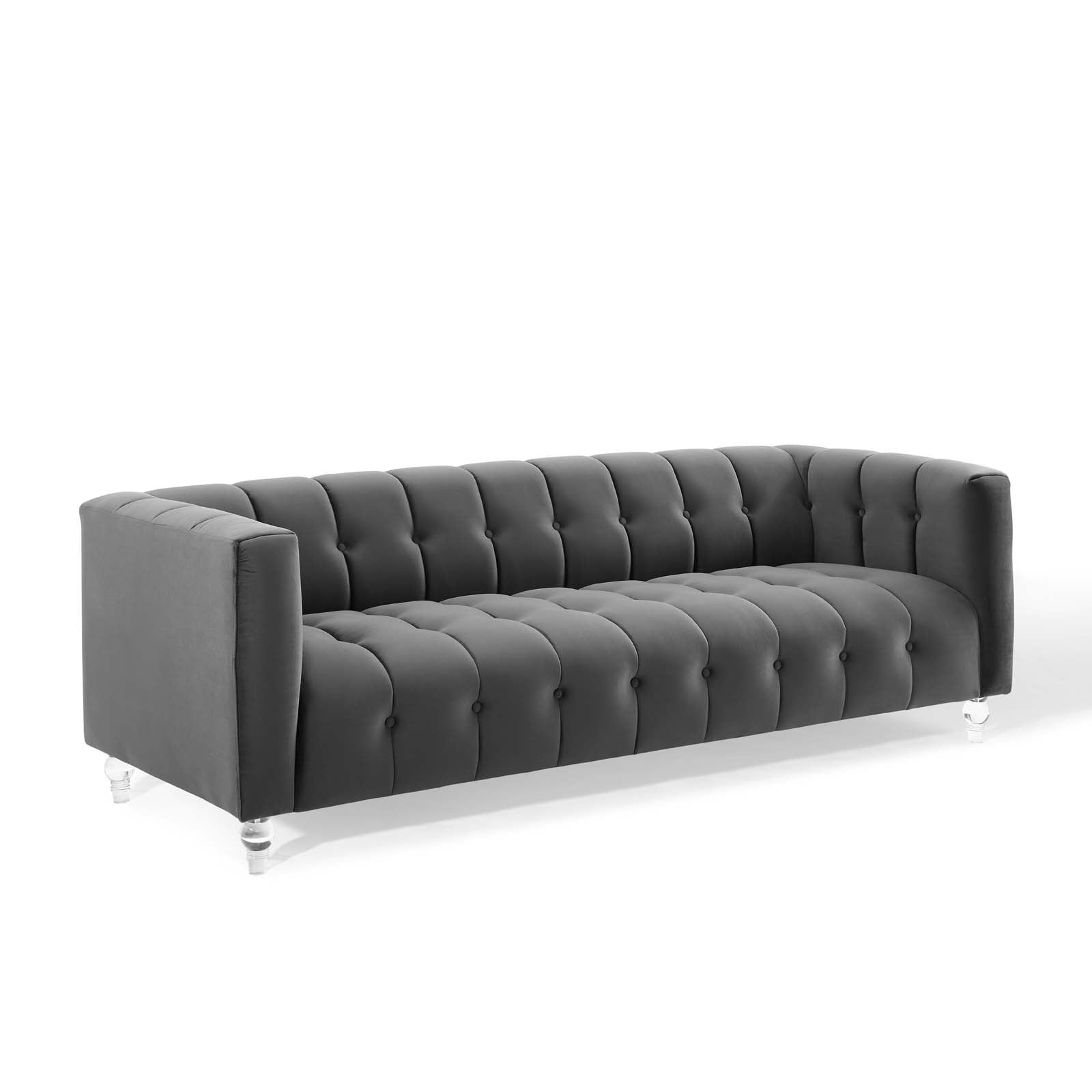 Mesmer Channel Tufted Button Performance Velvet Sofa