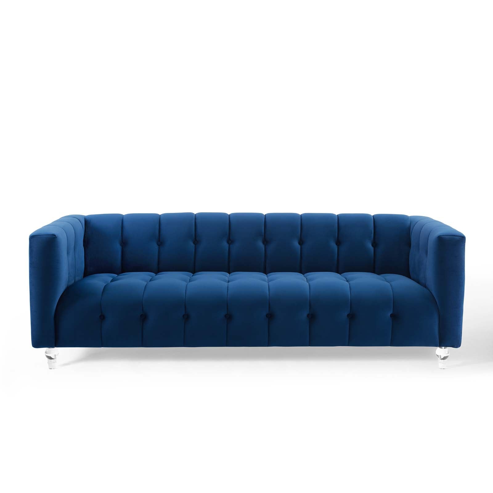 Mesmer Channel Tufted Button Performance Velvet Sofa