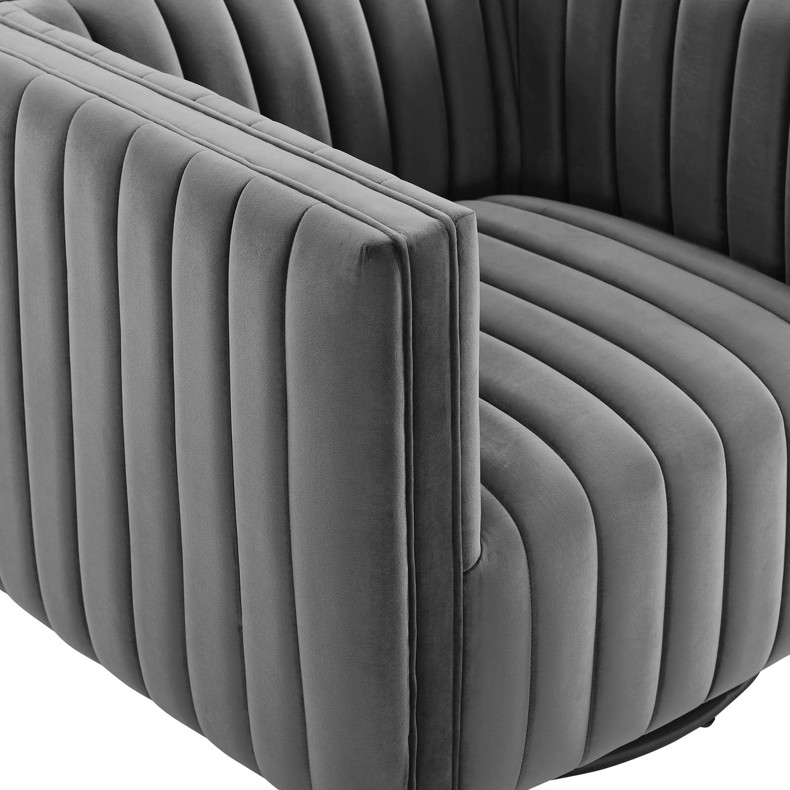 Conjure Channel Tufted Performance Velvet Swivel Armchair