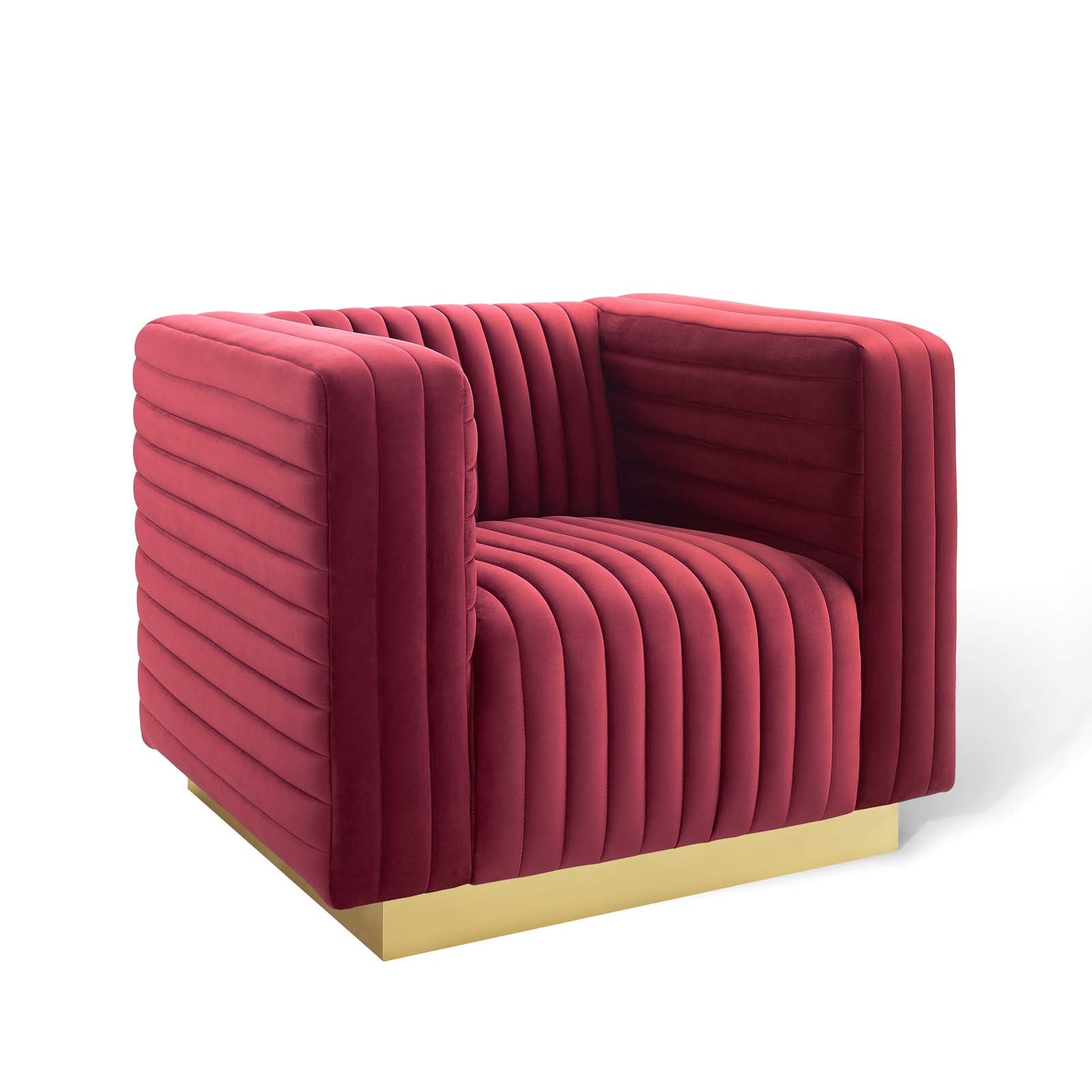 Charisma Channel Tufted Performance Velvet Accent Armchair