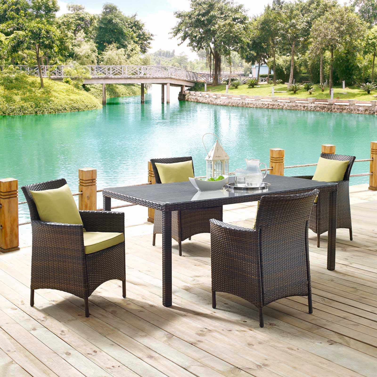 Conduit 5 Piece Outdoor Patio Wicker Rattan Set