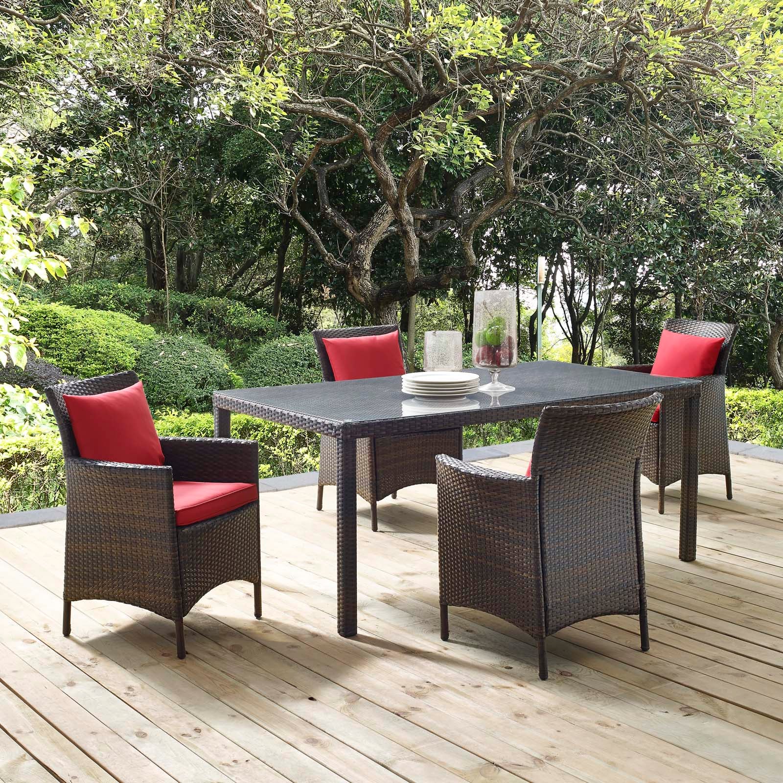 Conduit 5 Piece Outdoor Patio Wicker Rattan Set