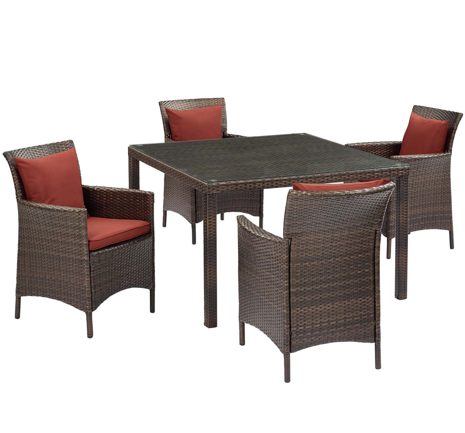 Conduit 5 Piece Outdoor Patio Wicker Rattan Set