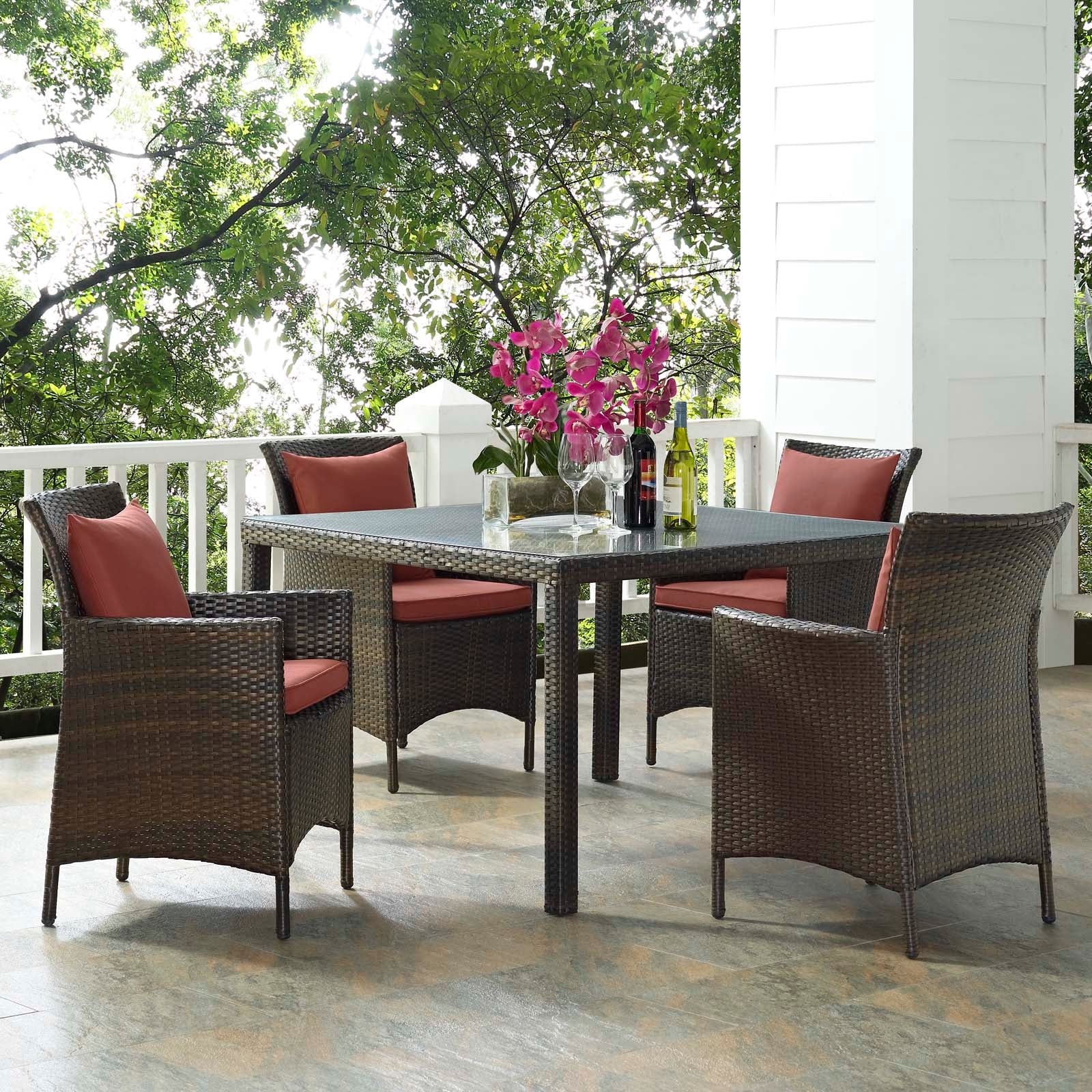 Conduit 5 Piece Outdoor Patio Wicker Rattan Set