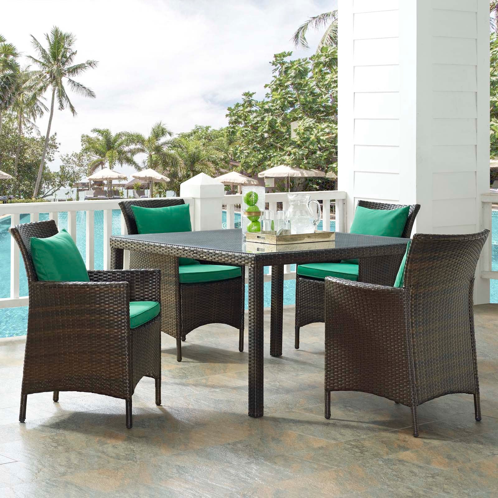 Conduit 5 Piece Outdoor Patio Wicker Rattan Set