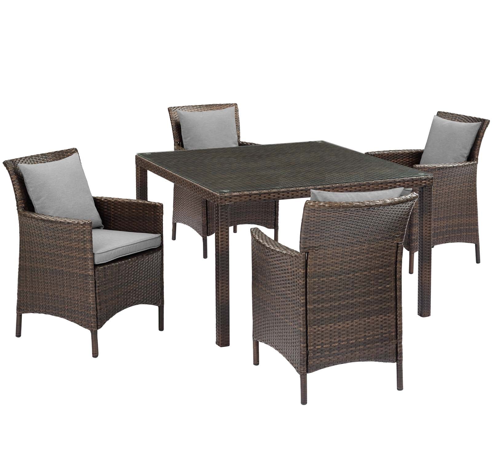 Conduit 5 Piece Outdoor Patio Wicker Rattan Set